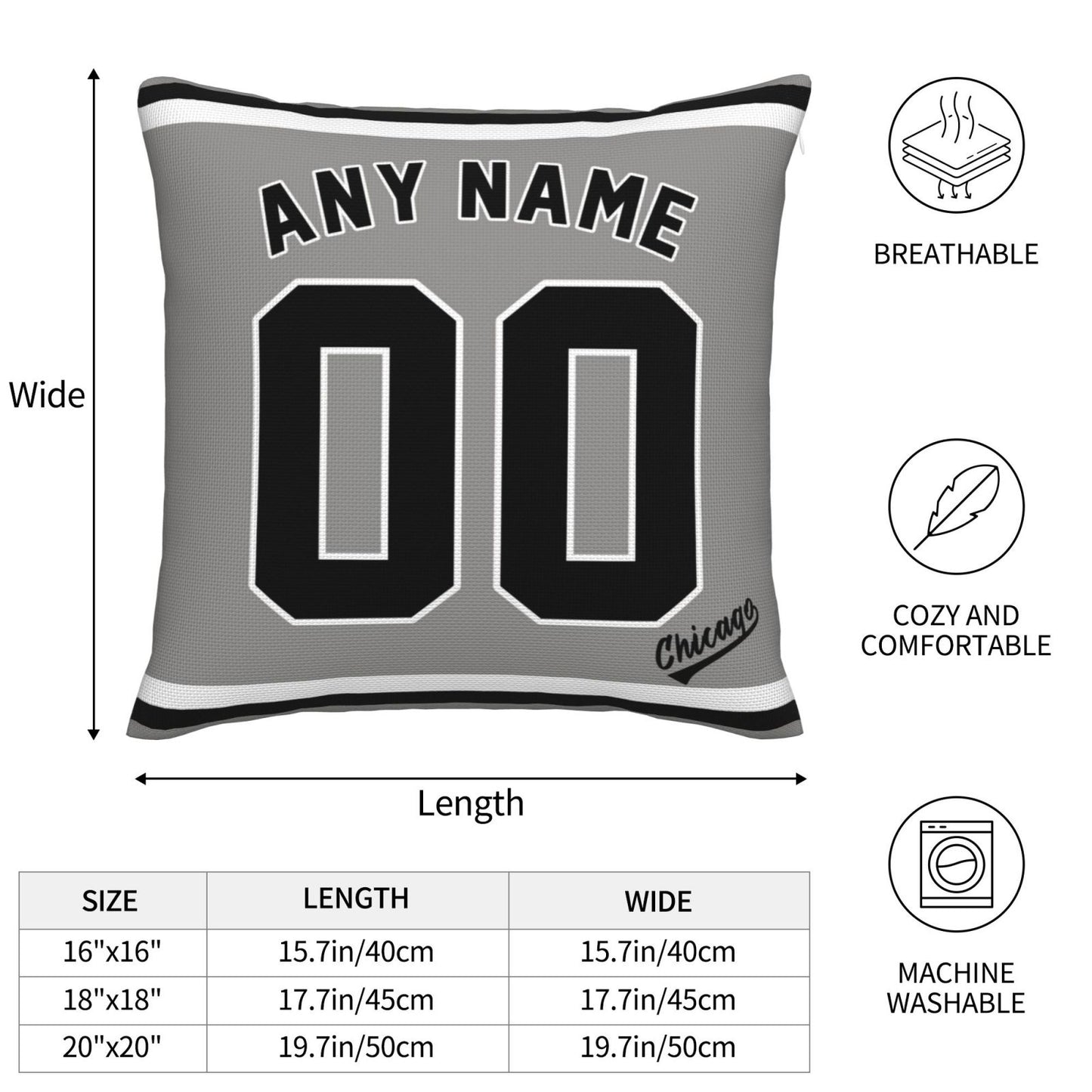 Custom Chicago White Sox Pillow Decorative Throw Pillow Case - Print Personalized Football Team Fans Name & Number Birthday Gift Football Pillows