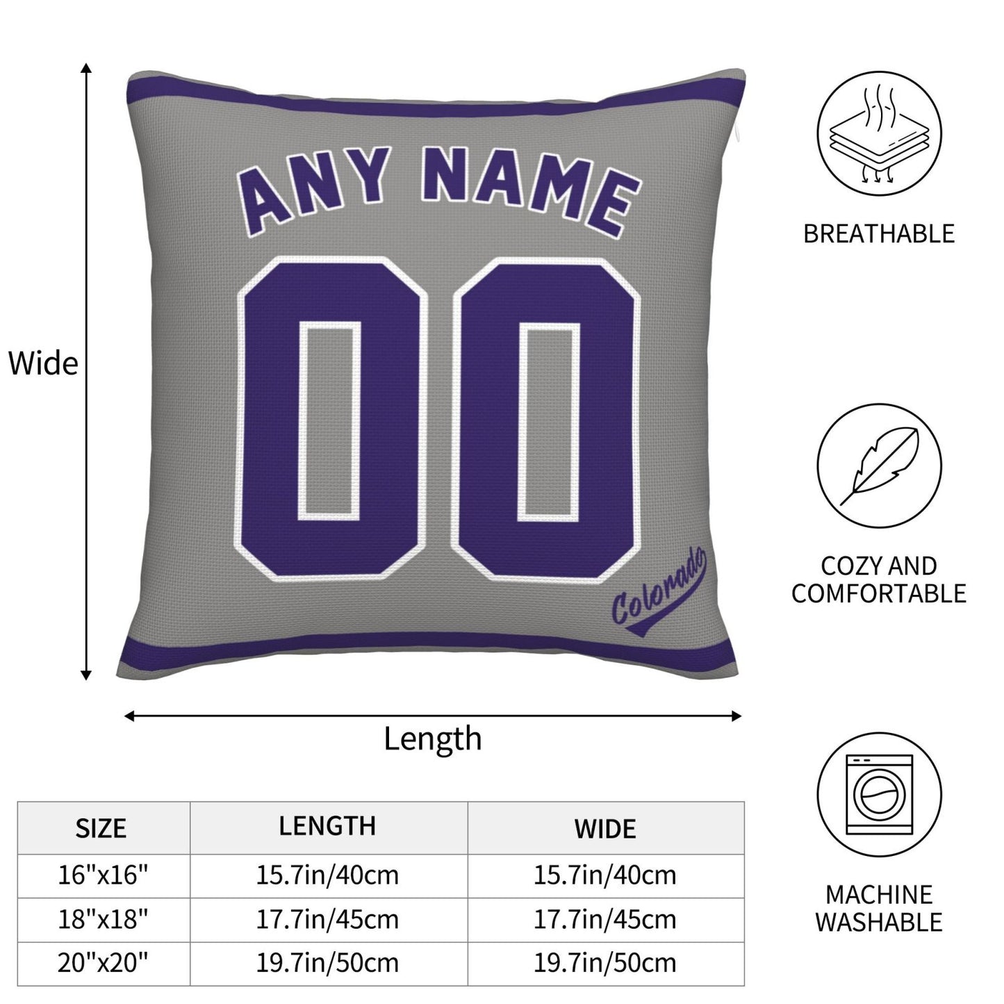 Custom Colorado Rockies Pillow Decorative Throw Pillow Case - Print Personalized Football Team Fans Name & Number Birthday Gift Football Pillows