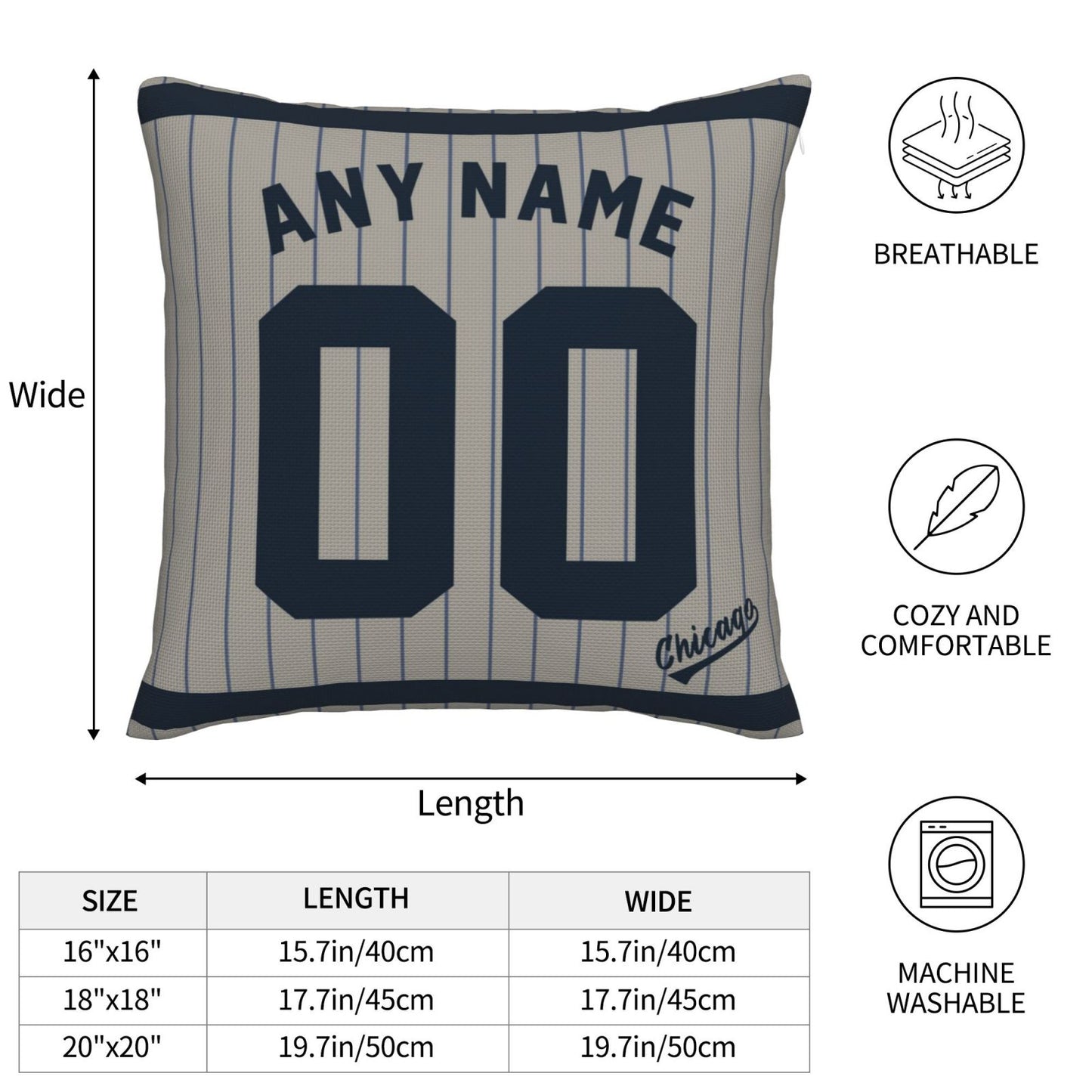 Custom Chicago White Sox Pillow Decorative Throw Pillow Case - Print Personalized Football Team Fans Name & Number Birthday Gift Football Pillows