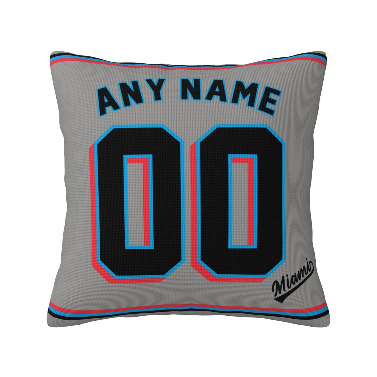 Custom Miami Marlins Pillow Decorative Throw Pillow Case - Print Personalized Football Team Fans Name & Number Birthday Gift Football Pillows