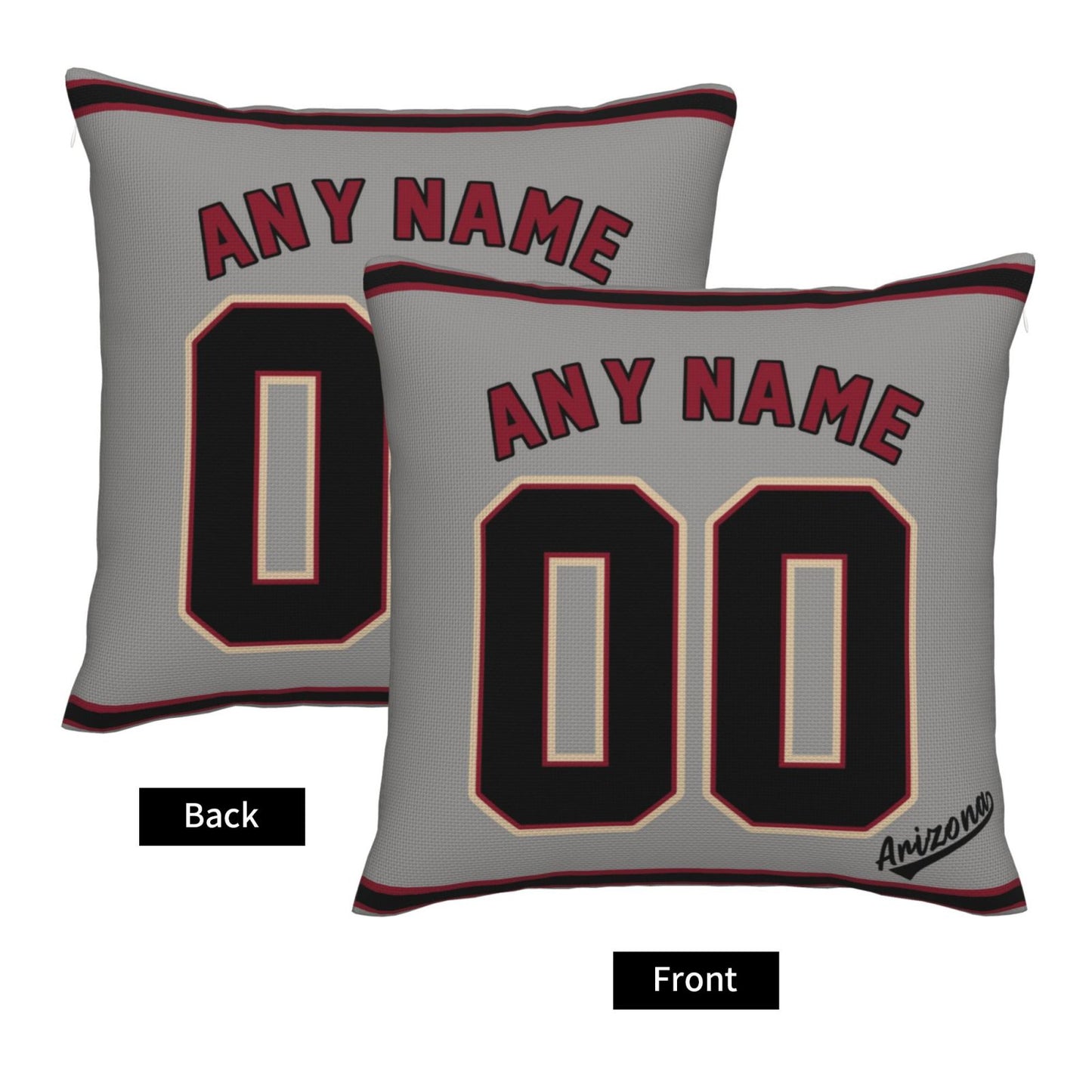 Custom A.Diamondbacks Grey Pillow Decorative Throw Pillow Case - Print Personalized Football Team Fans Name & Number Birthday Gift Football Pillows