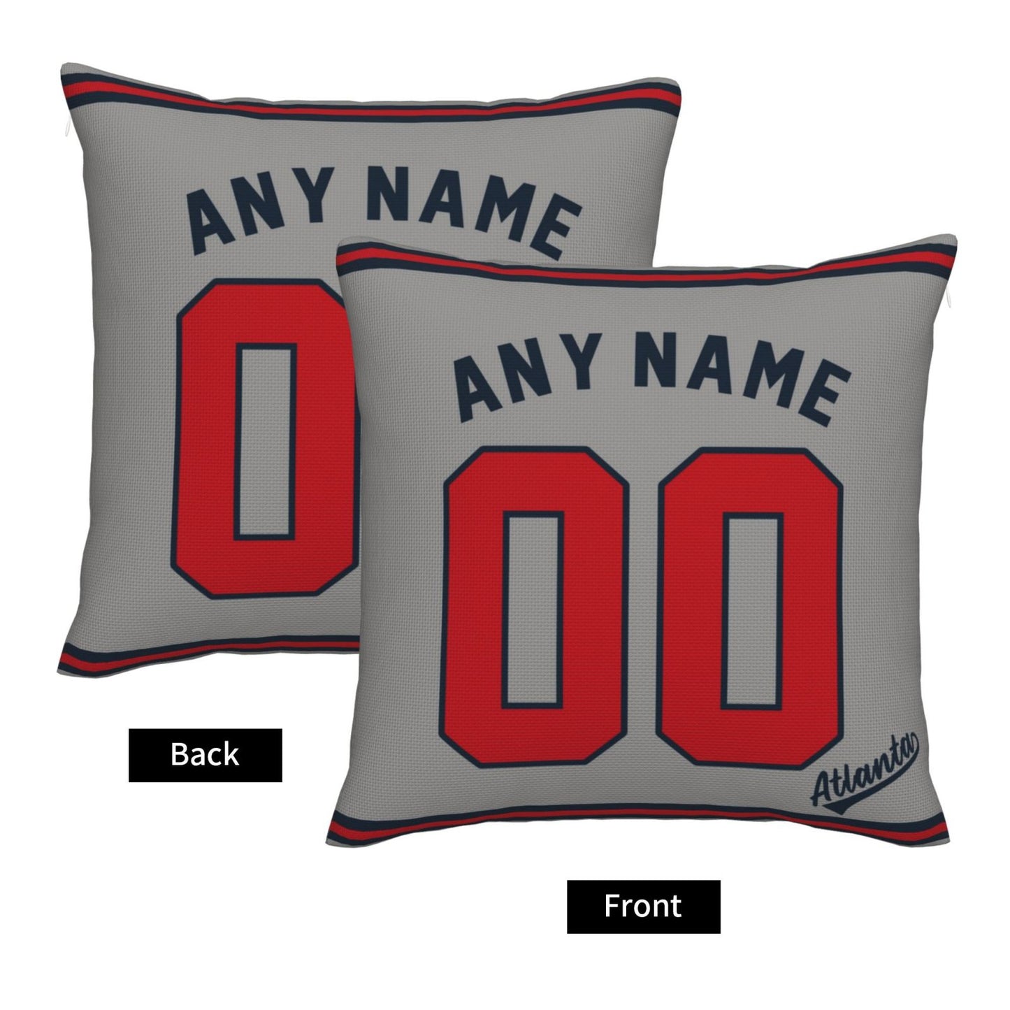 Custom Atlanta Braves Pillow Decorative Throw Pillow Case - Print Personalized Football Team Fans Name & Number Birthday Gift Football Pillows