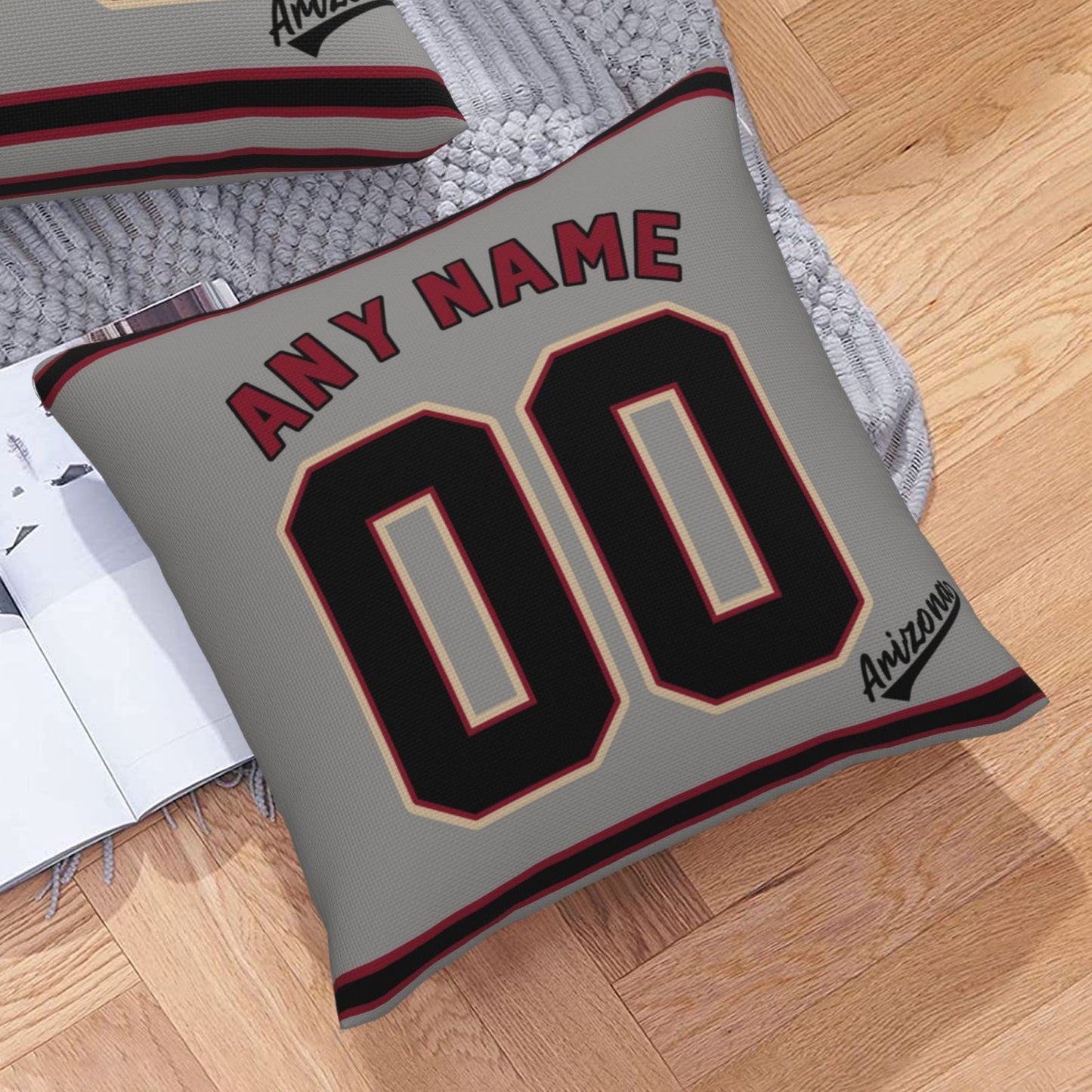 Custom A.Diamondbacks Grey Pillow Decorative Throw Pillow Case - Print Personalized Football Team Fans Name & Number Birthday Gift Football Pillows