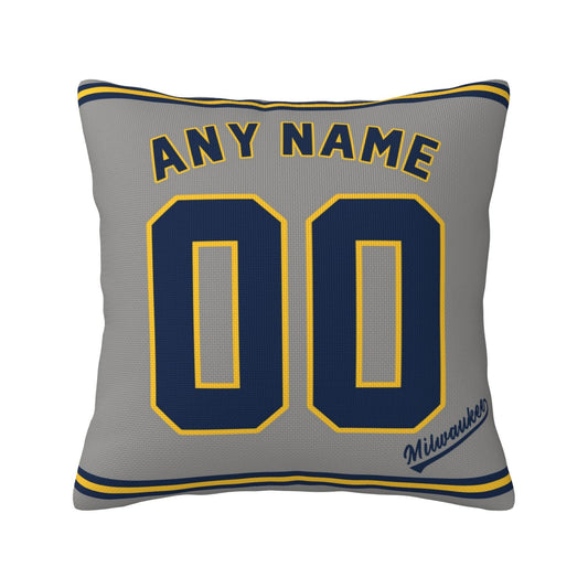 Custom Milwaukee Brewers Pillow Decorative Throw Pillow Case - Print Personalized Football Team Fans Name & Number Birthday Gift Football Pillows