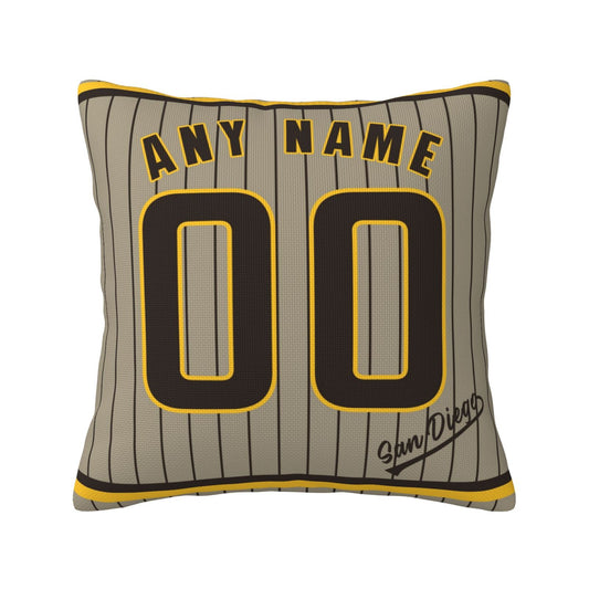 Custom San Diego Padres Pillow Decorative Throw Pillow Case - Print Personalized Football Team Fans Name & Number Birthday Gift Football Pillows