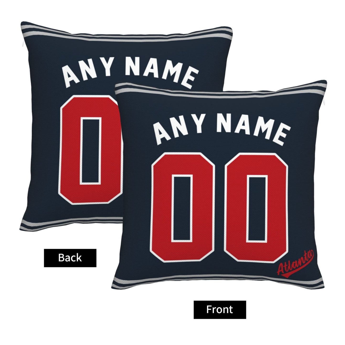 Custom Atlanta Braves Pillow Decorative Throw Pillow Case - Print Personalized Football Team Fans Name & Number Birthday Gift Football Pillows