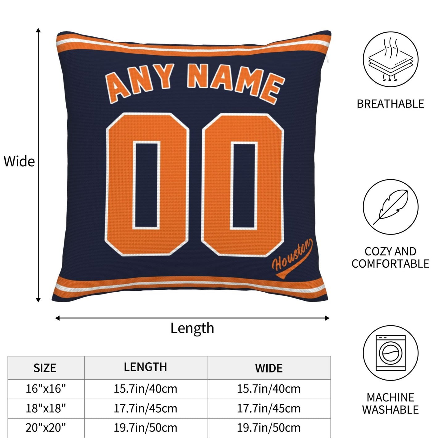 Custom Houston Astros Pillow Decorative Throw Pillow Case - Print Personalized Football Team Fans Name & Number Birthday Gift Football Pillows