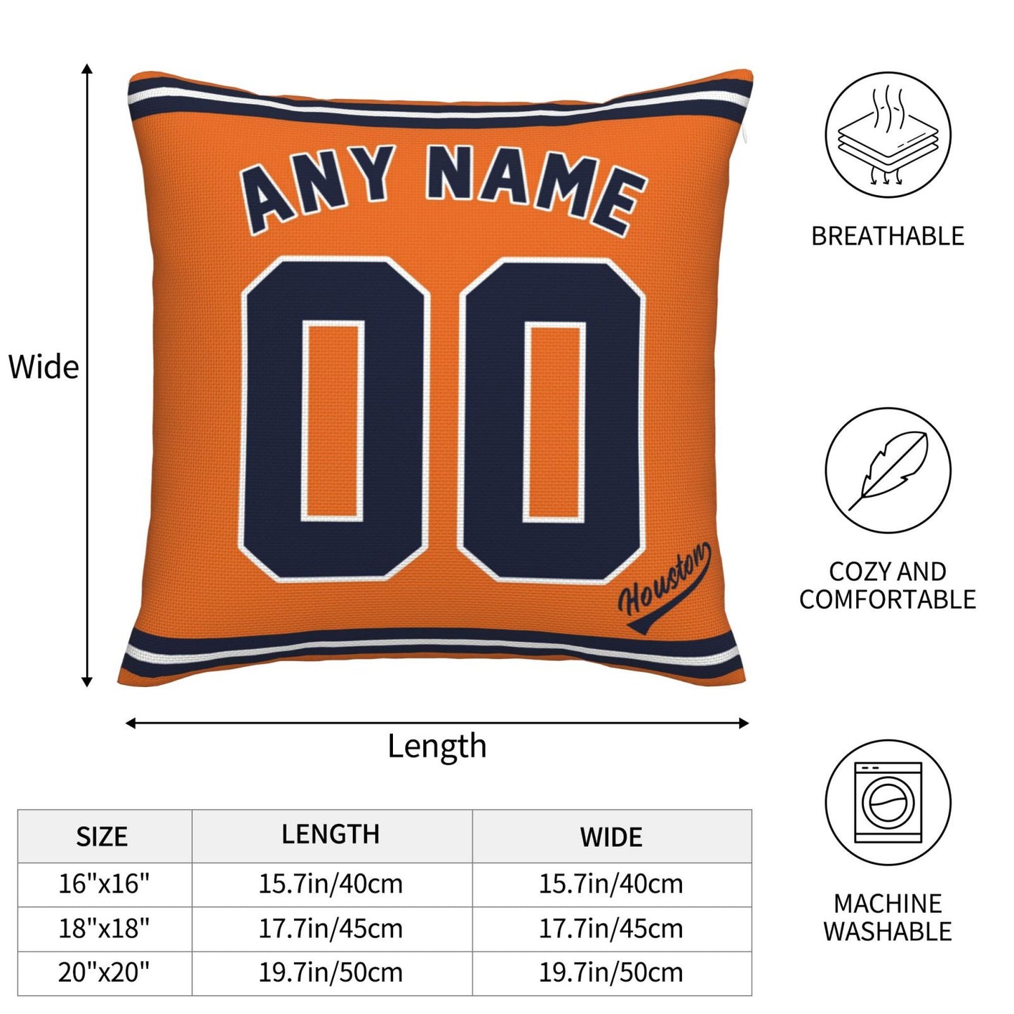 Custom Houston Astros Pillow Decorative Throw Pillow Case - Print Personalized Football Team Fans Name & Number Birthday Gift Football Pillows