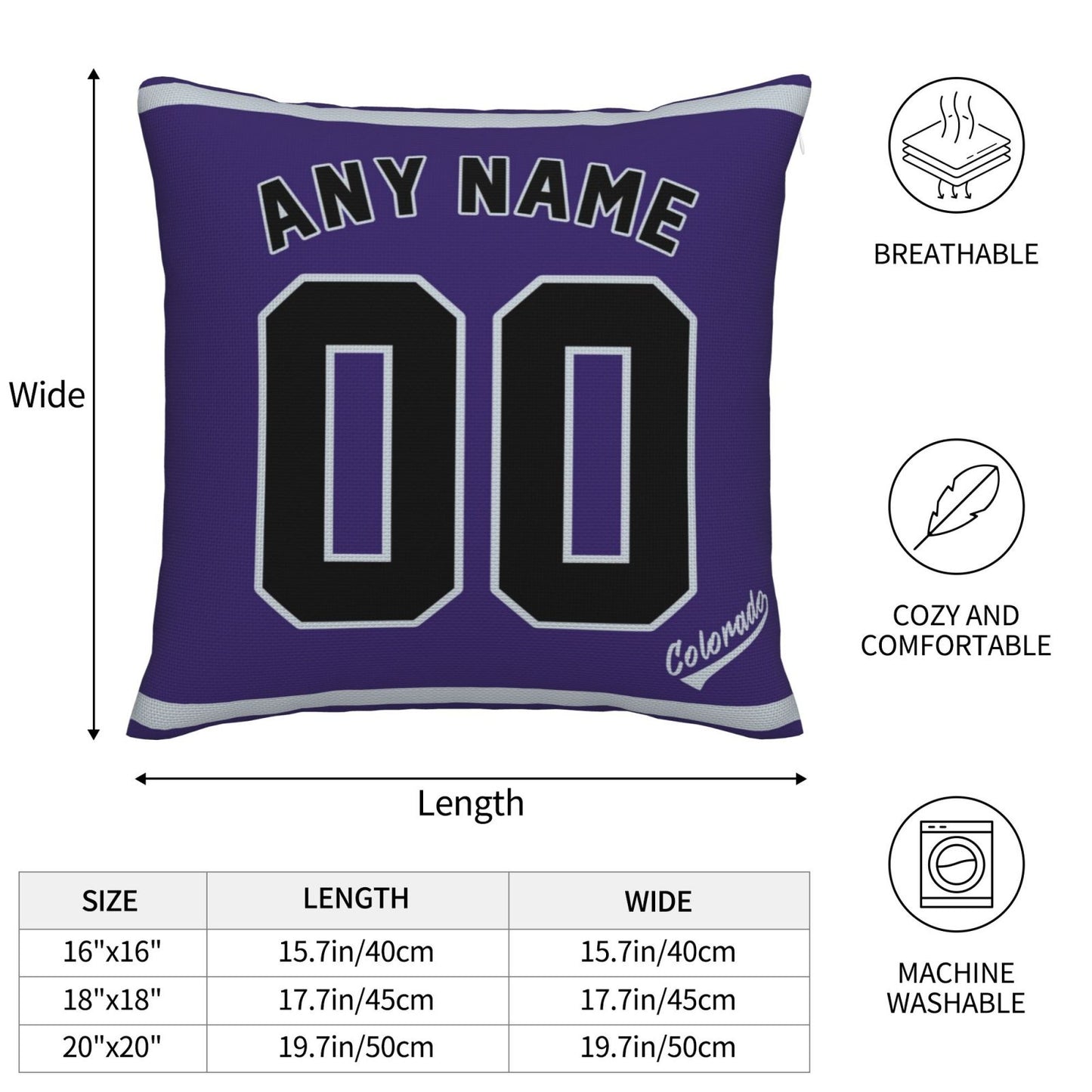 Custom Colorado Rockies Pillow Decorative Throw Pillow Case - Print Personalized Football Team Fans Name & Number Birthday Gift Football Pillows