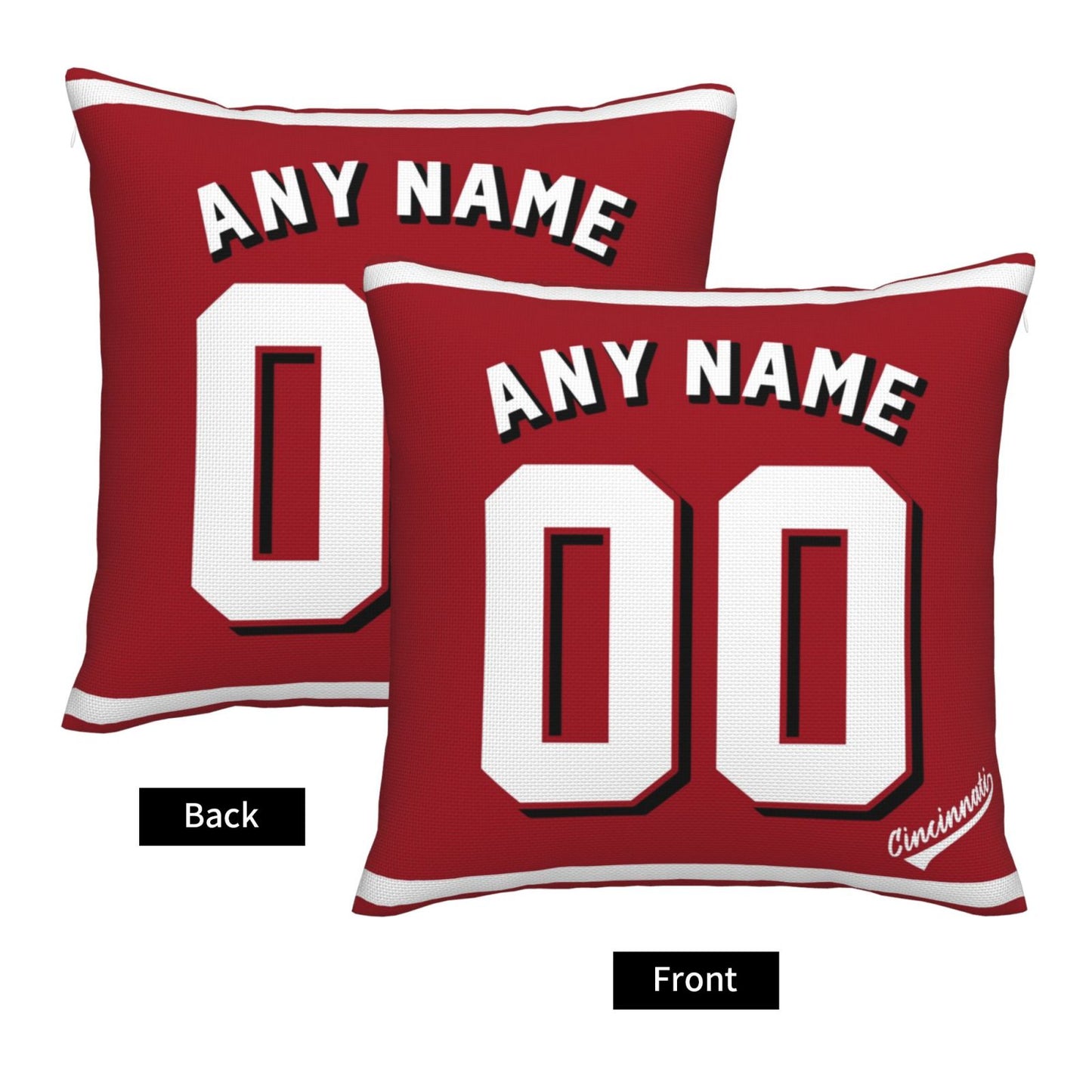Custom Cincinnati Reds Pillow Decorative Throw Pillow Case - Print Personalized Football Team Fans Name & Number Birthday Gift Football Pillows