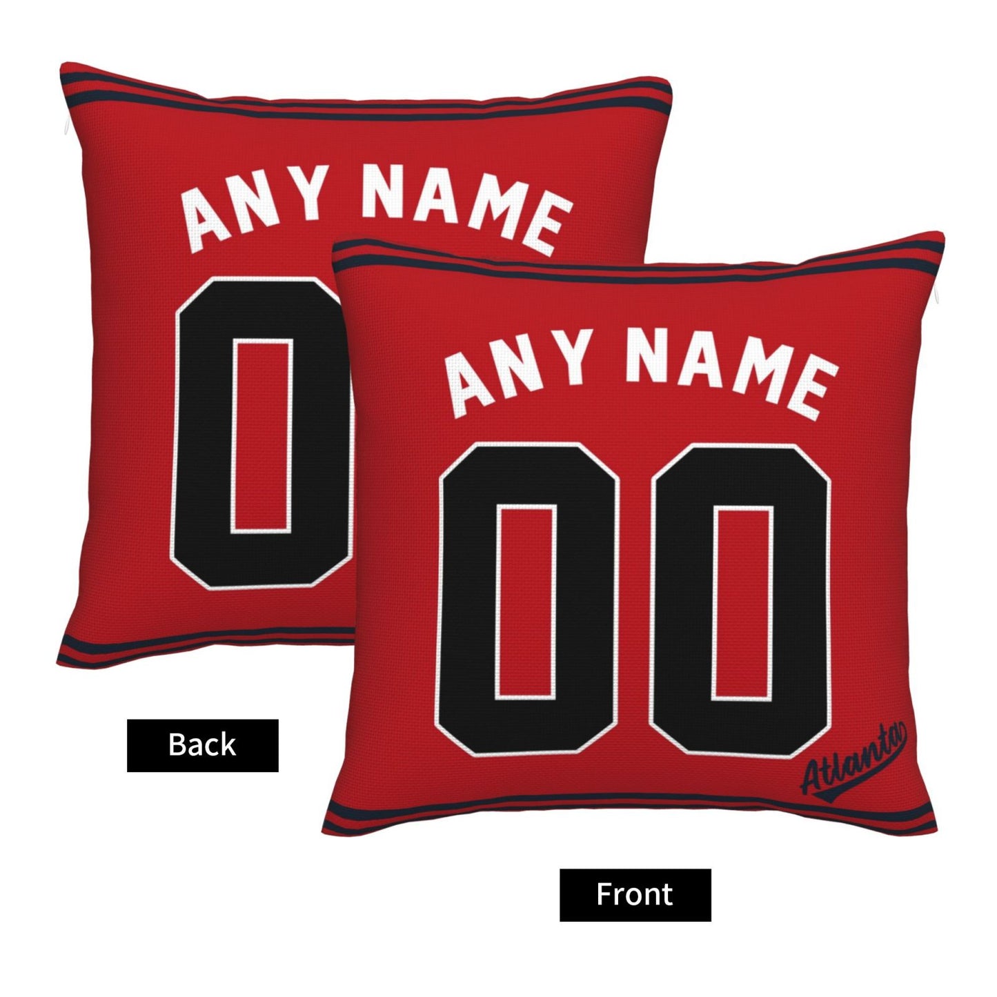 Custom Atlanta Braves Pillow Decorative Throw Pillow Case - Print Personalized Football Team Fans Name & Number Birthday Gift Football Pillows