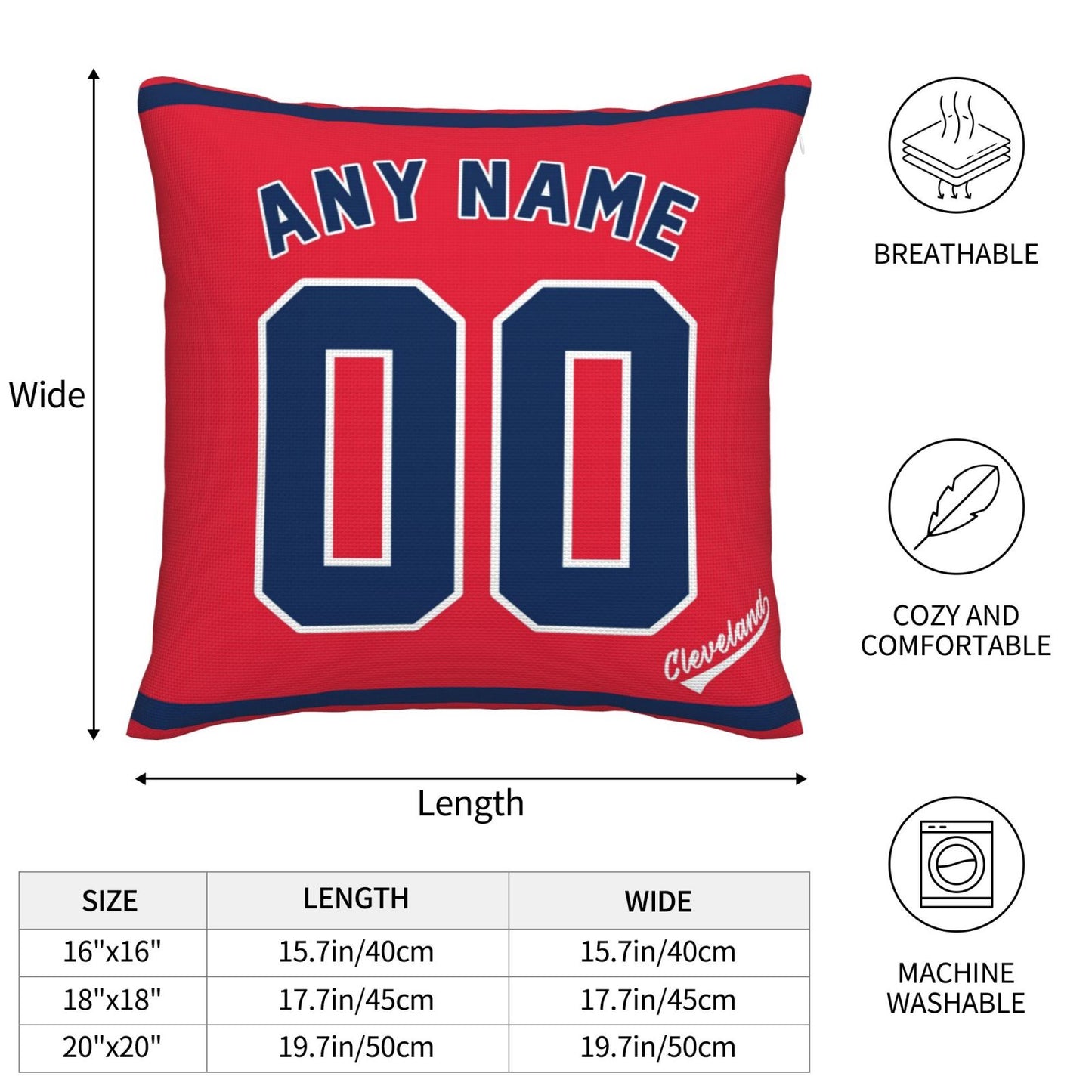 Custom Cleveland Guardians Pillow Decorative Throw Pillow Case - Print Personalized Football Team Fans Name & Number Birthday Gift Football Pillows