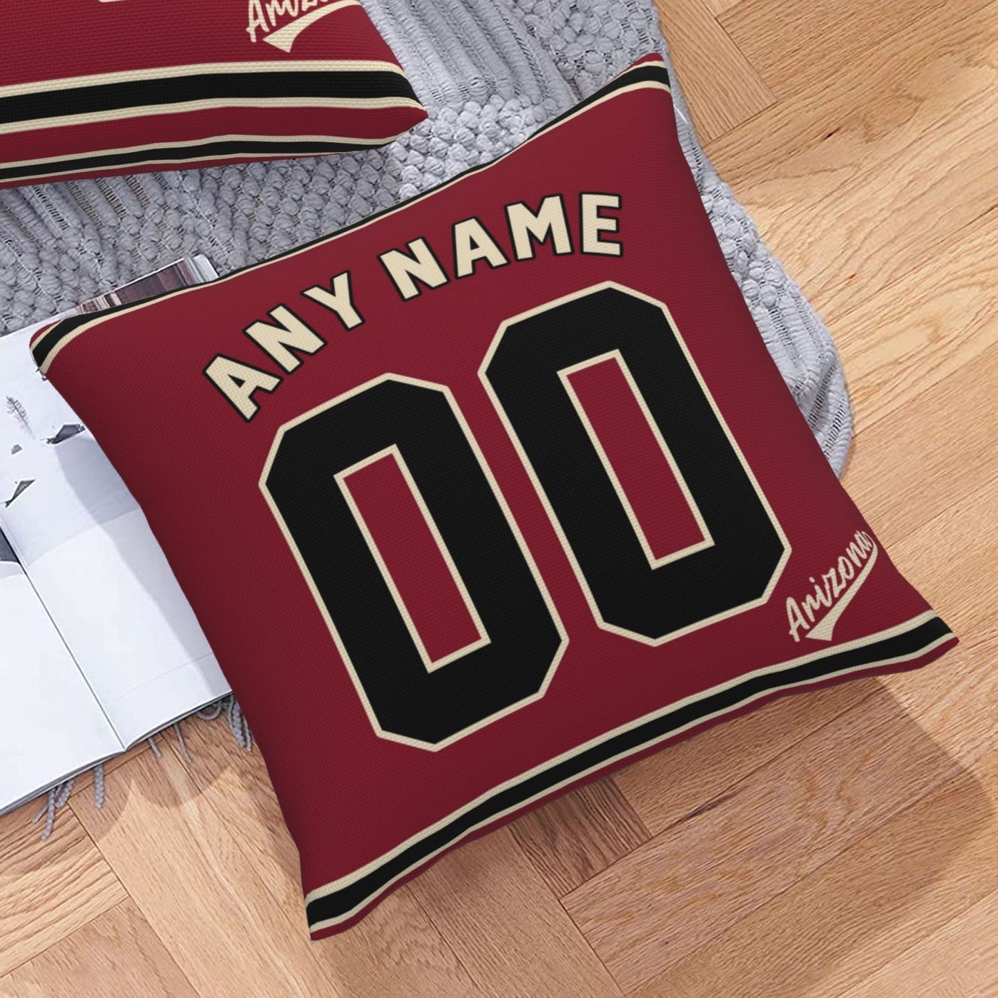 Custom A.Diamondbacks Red Pillow Decorative Throw Pillow Case - Print Personalized Football Team Fans Name & Number Birthday Gift Football Pillows