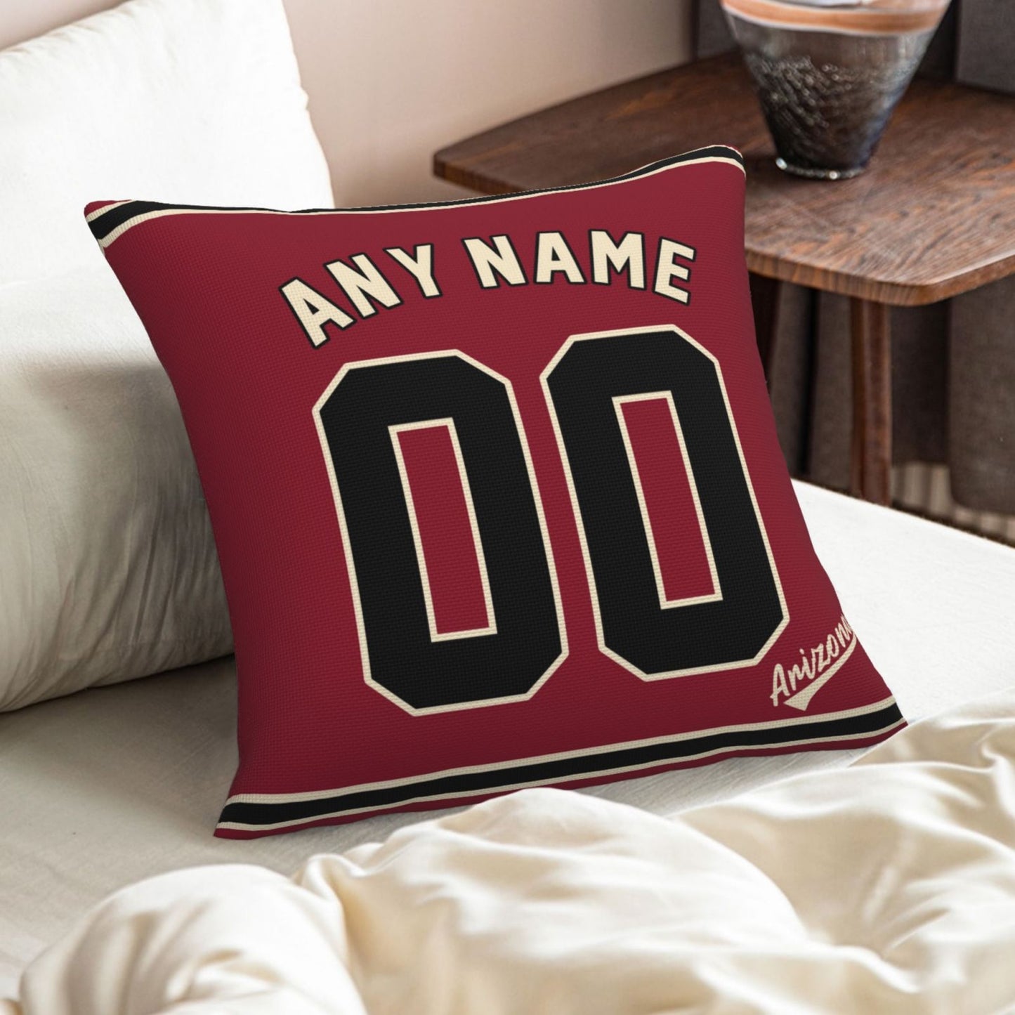 Custom A.Diamondbacks Red Pillow Decorative Throw Pillow Case - Print Personalized Football Team Fans Name & Number Birthday Gift Football Pillows