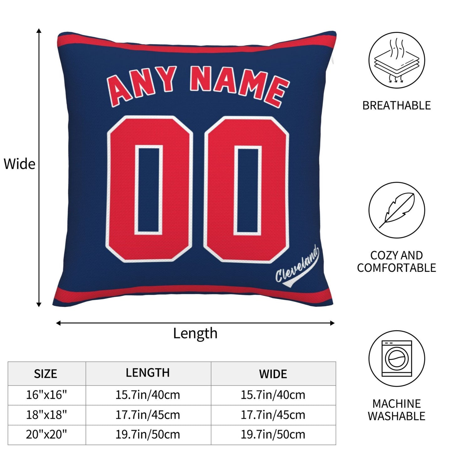 Custom Cleveland Guardians Pillow Decorative Throw Pillow Case - Print Personalized Football Team Fans Name & Number Birthday Gift Football Pillows