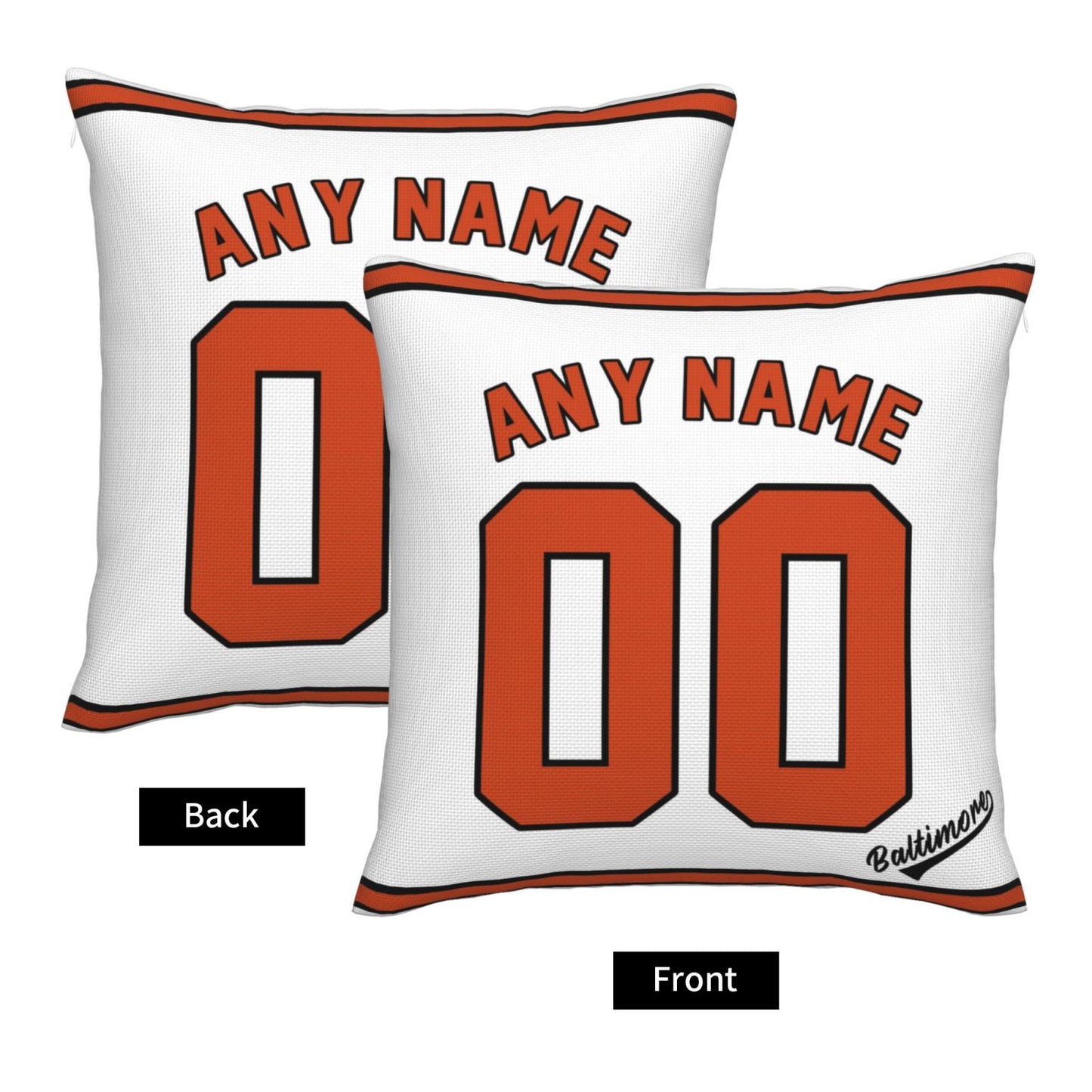 Custom Baltimore Orioles Pillow Decorative Throw Pillow Case - Print Personalized Football Team Fans Name & Number Birthday Gift Football Pillows