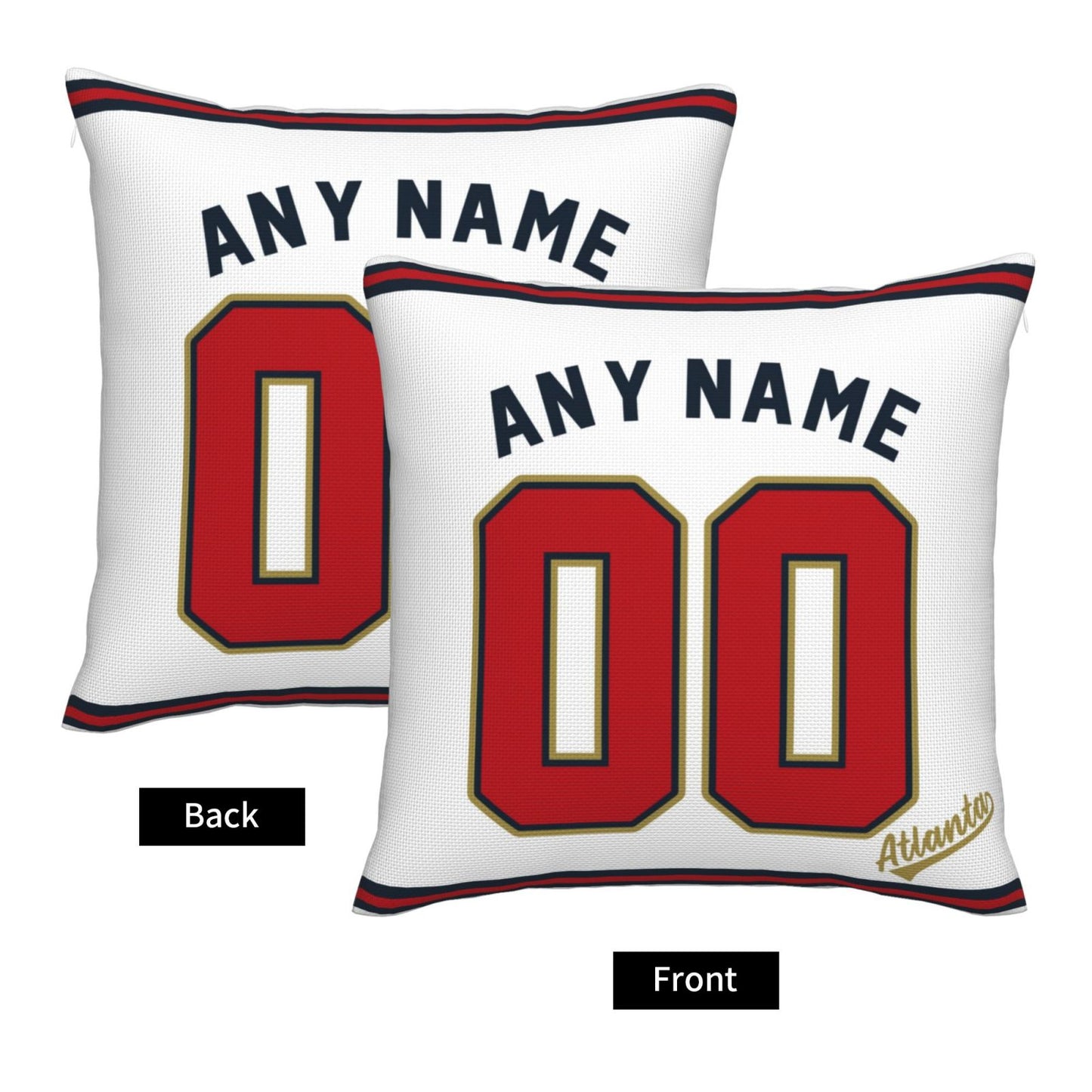 Custom Atlanta Braves Pillow Decorative Throw Pillow Case - Print Personalized Football Team Fans Name & Number Birthday Gift Football Pillows