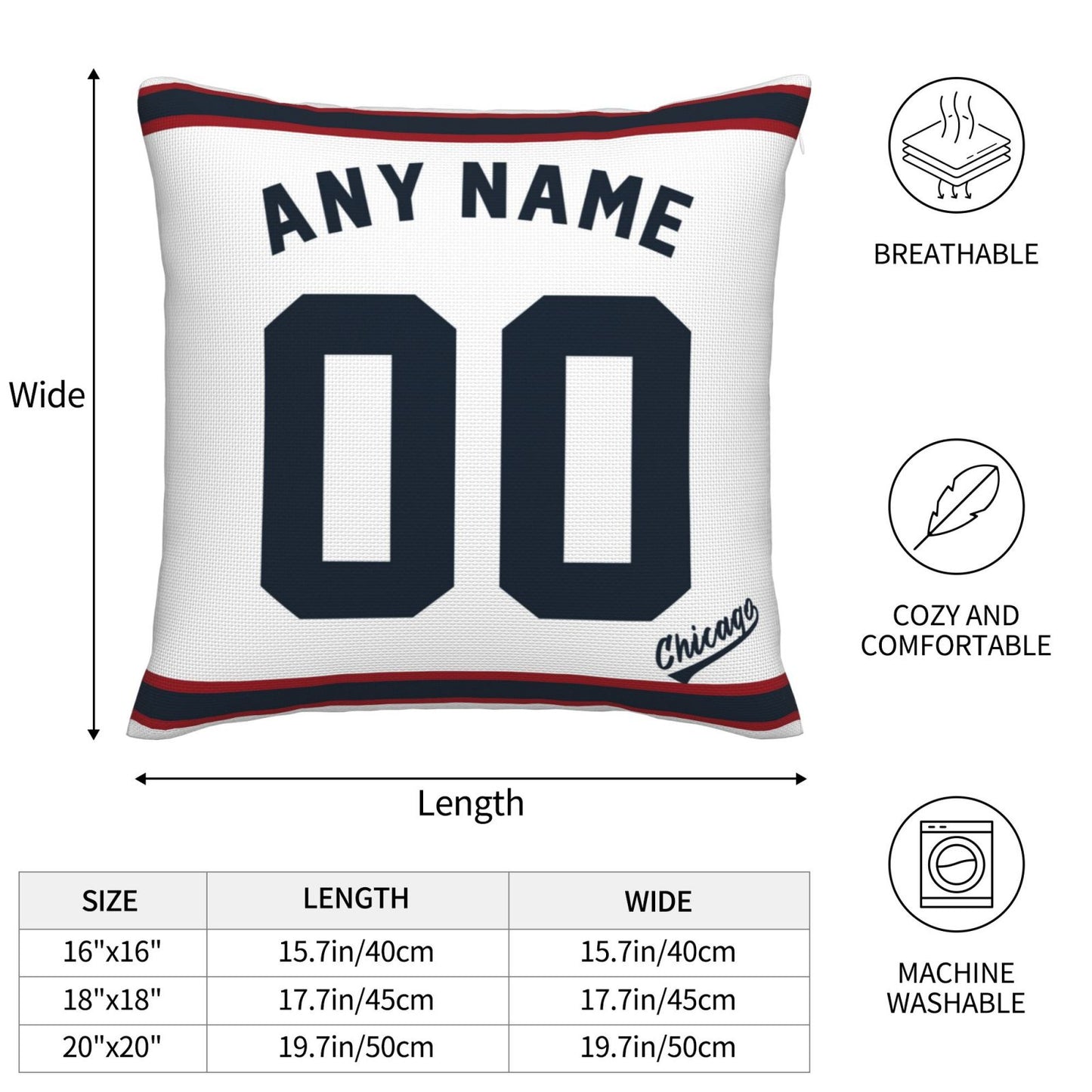 Custom Chicago White Sox Pillow Decorative Throw Pillow Case - Print Personalized Football Team Fans Name & Number Birthday Gift Football Pillows