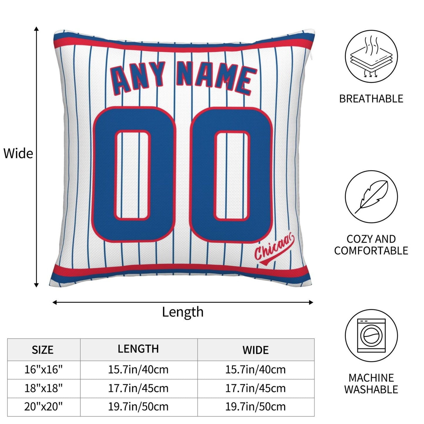 Custom Chicago Cubs Pillow Decorative Throw Pillow Case - Print Personalized Football Team Fans Name & Number Birthday Gift Football Pillows