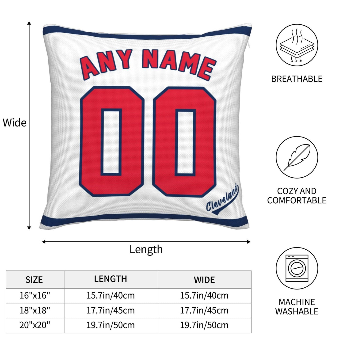 Custom Cleveland Guardians Pillow Decorative Throw Pillow Case - Print Personalized Football Team Fans Name & Number Birthday Gift Football Pillows