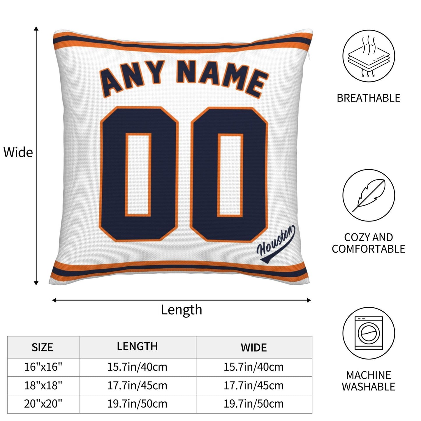 Custom Houston Astros Pillow Decorative Throw Pillow Case - Print Personalized Football Team Fans Name & Number Birthday Gift Football Pillows