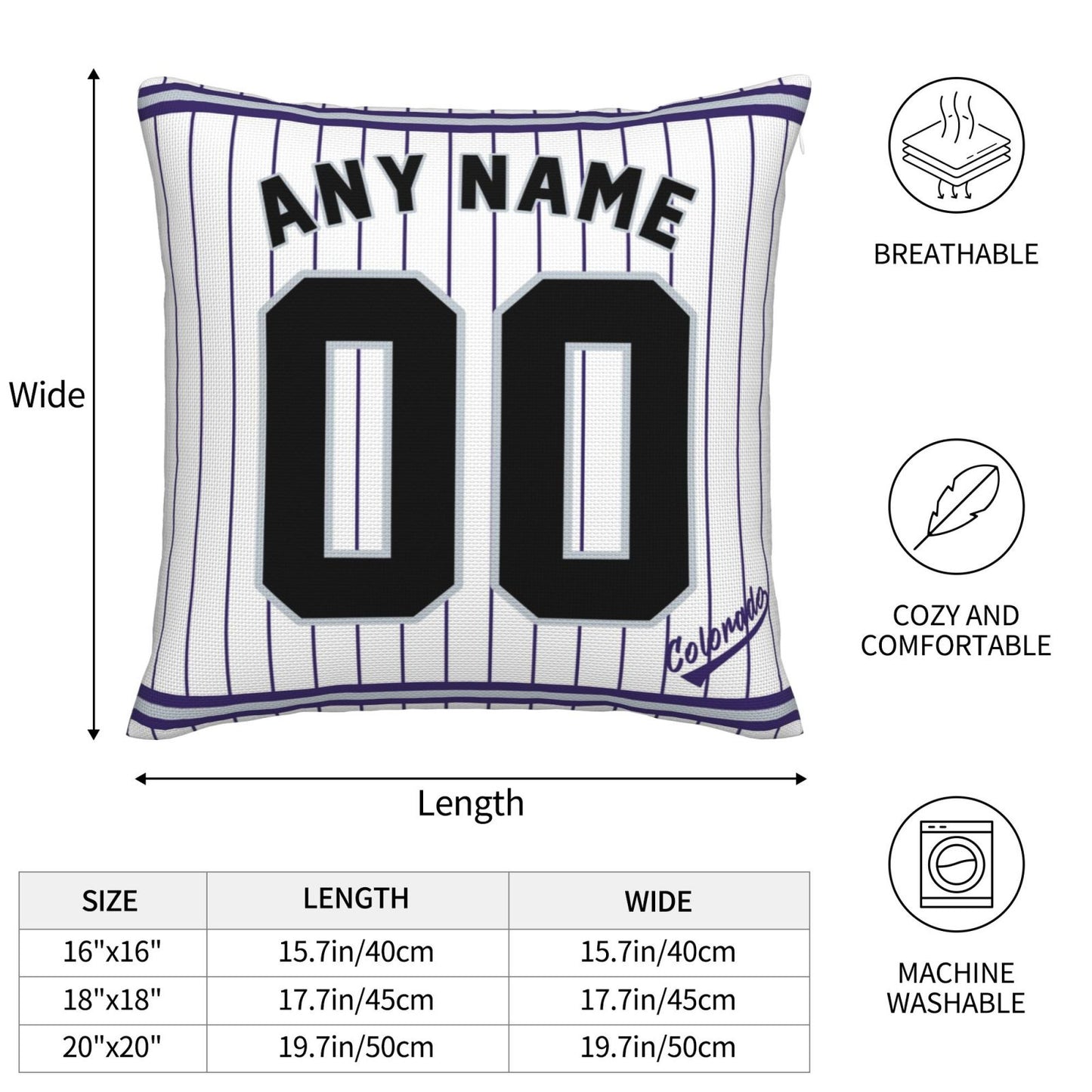 Custom Colorado Rockies Pillow Decorative Throw Pillow Case - Print Personalized Football Team Fans Name & Number Birthday Gift Football Pillows