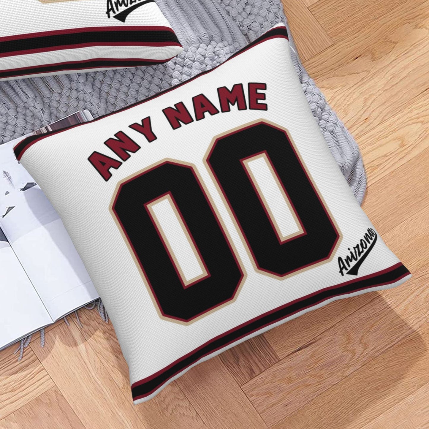 Custom A.Diamondbacks White Pillow Decorative Throw Pillow Case - Print Personalized Football Team Fans Name & Number Birthday Gift Football Pillows
