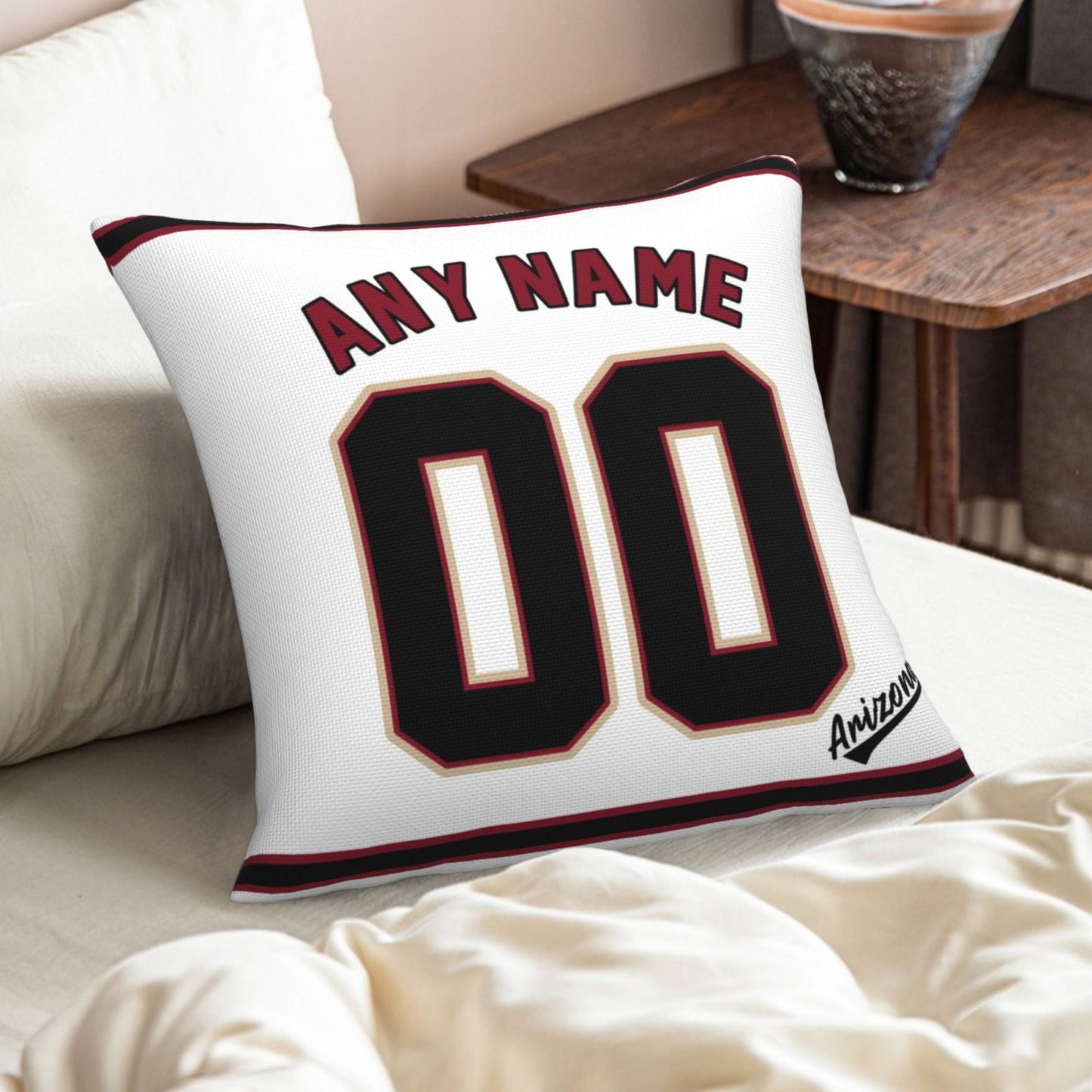 Custom A.Diamondbacks White Pillow Decorative Throw Pillow Case - Print Personalized Football Team Fans Name & Number Birthday Gift Football Pillows