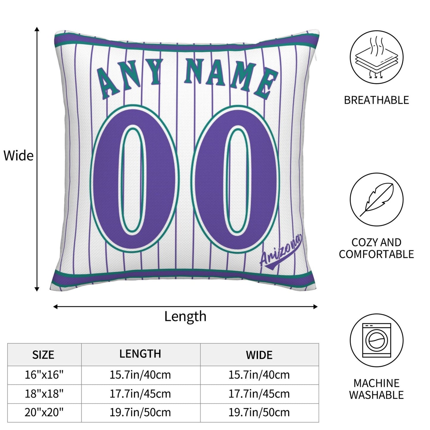 Custom A.Diamondbacks White-Stripe Pillow Decorative Throw Pillow Case - Print Personalized Football Team Fans Name & Number Birthday Gift Football Pillows