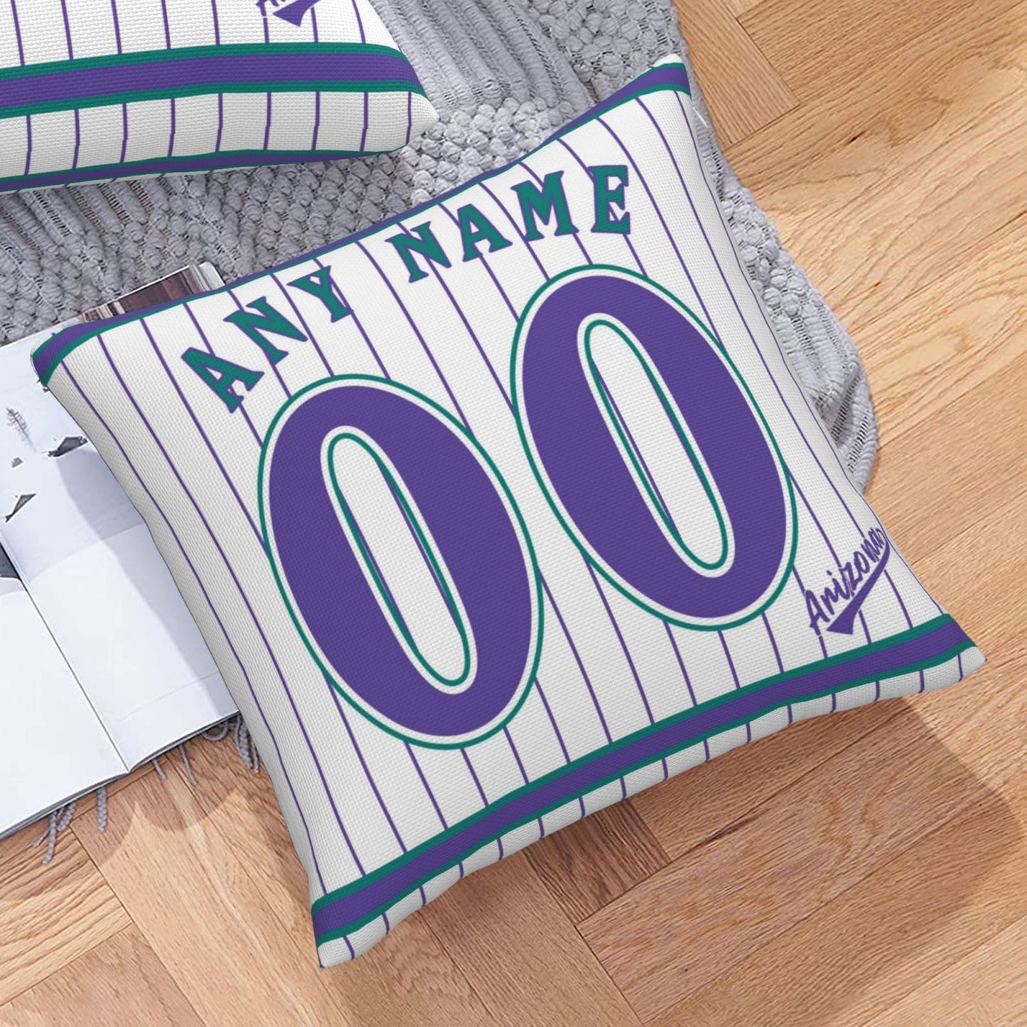 Custom A.Diamondbacks White-Stripe Pillow Decorative Throw Pillow Case - Print Personalized Football Team Fans Name & Number Birthday Gift Football Pillows