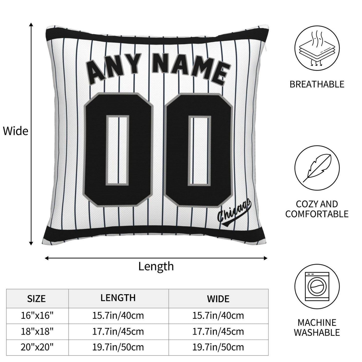 Custom Chicago White Sox Pillow Decorative Throw Pillow Case - Print Personalized Football Team Fans Name & Number Birthday Gift Football Pillows