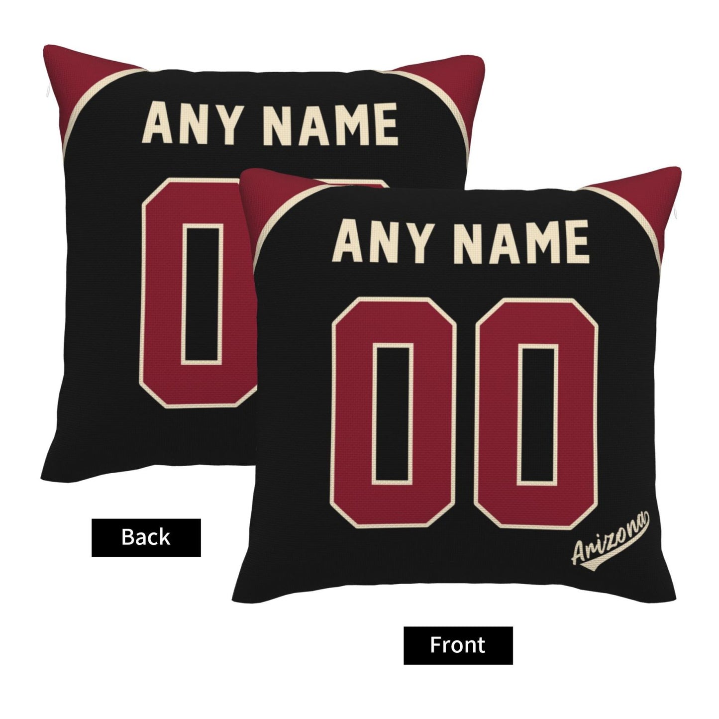 Custom A.Diamondbacks Black Pillow Decorative Throw Pillow Case - Print Personalized Football Team Fans Name & Number Birthday Gift Football Pillows