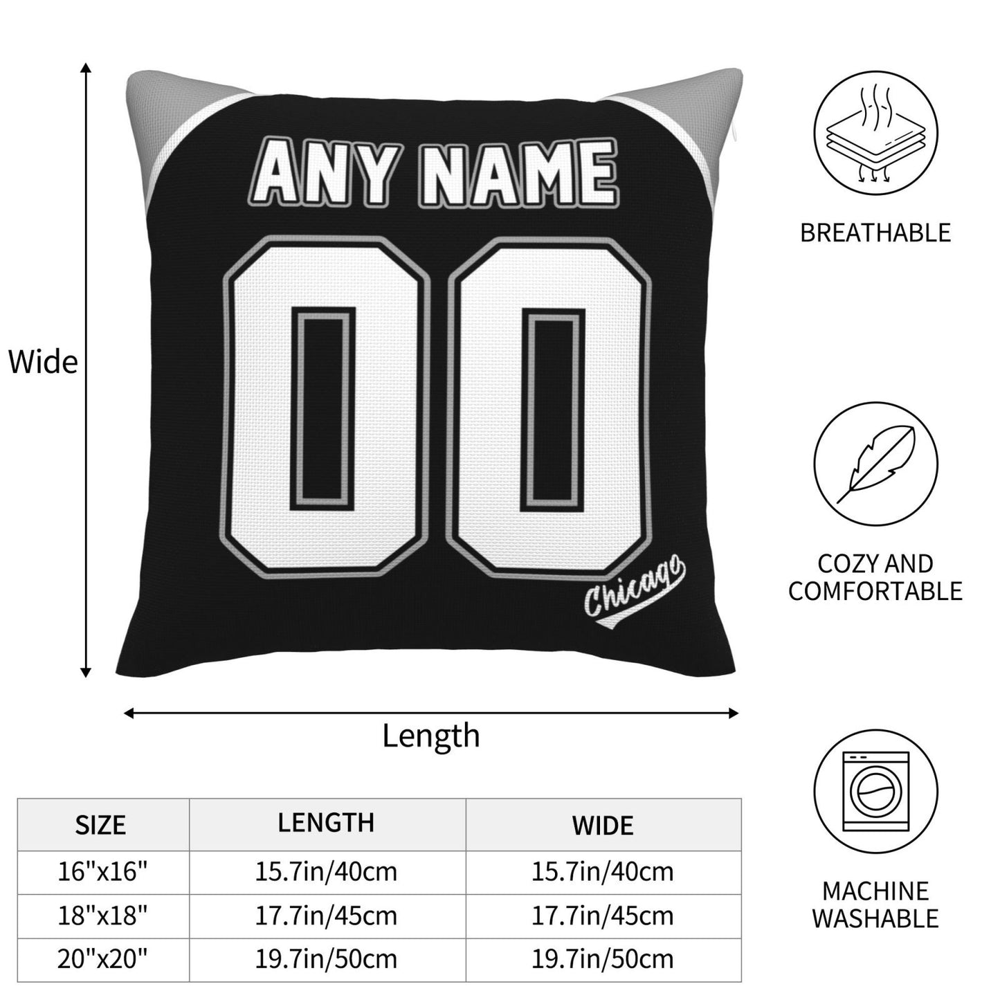 Custom Chicago White Sox Pillow Decorative Throw Pillow Case - Print Personalized Football Team Fans Name & Number Birthday Gift Football Pillows