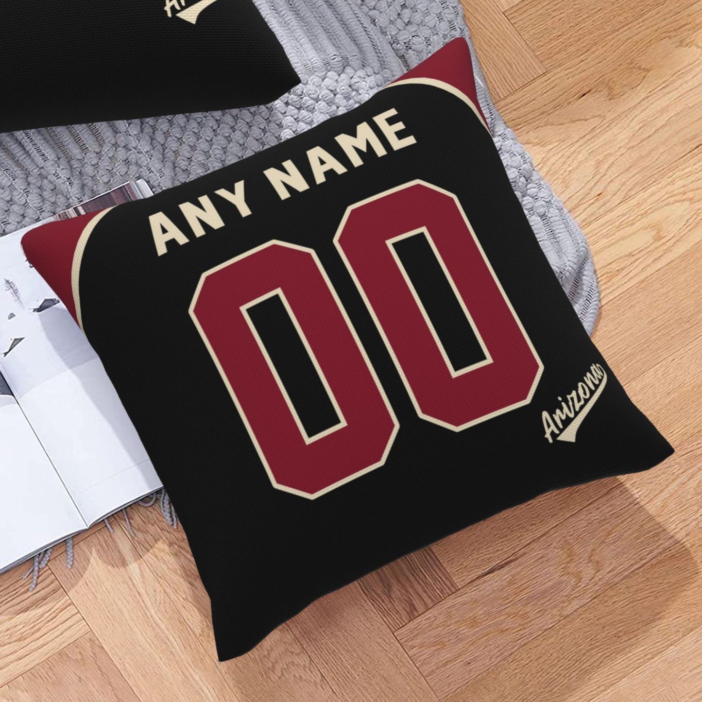 Custom A.Diamondbacks Black Pillow Decorative Throw Pillow Case - Print Personalized Football Team Fans Name & Number Birthday Gift Football Pillows