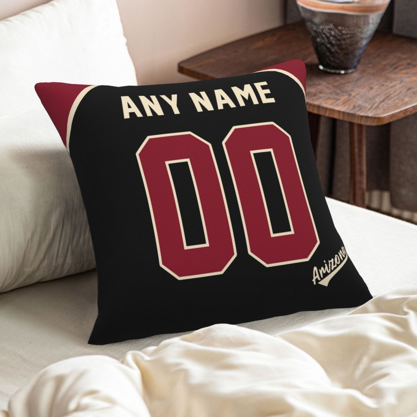 Custom A.Diamondbacks Black Pillow Decorative Throw Pillow Case - Print Personalized Football Team Fans Name & Number Birthday Gift Football Pillows