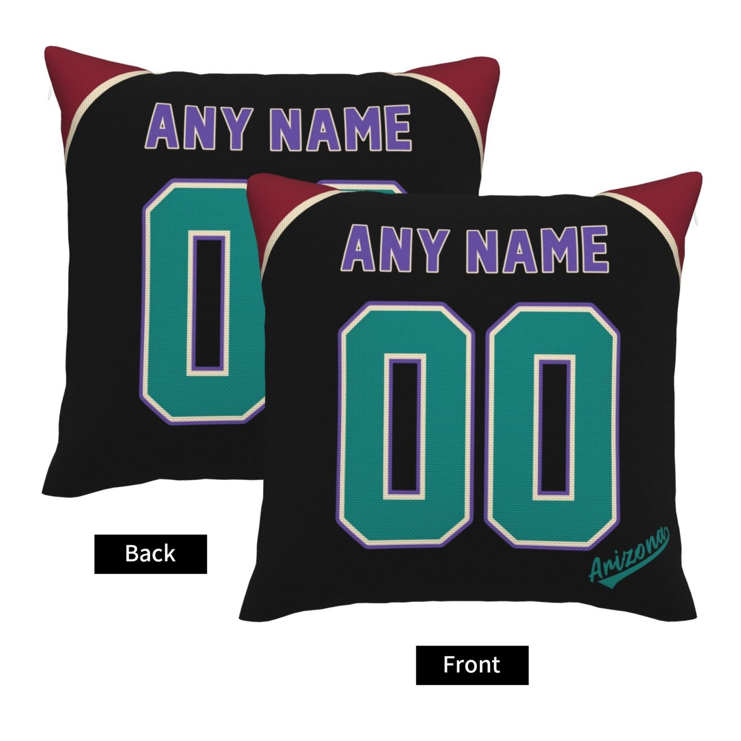 Custom A.Diamondbacks Black Green Pillow Decorative Throw Pillow Case - Print Personalized Football Team Fans Name & Number Birthday Gift Football Pillows