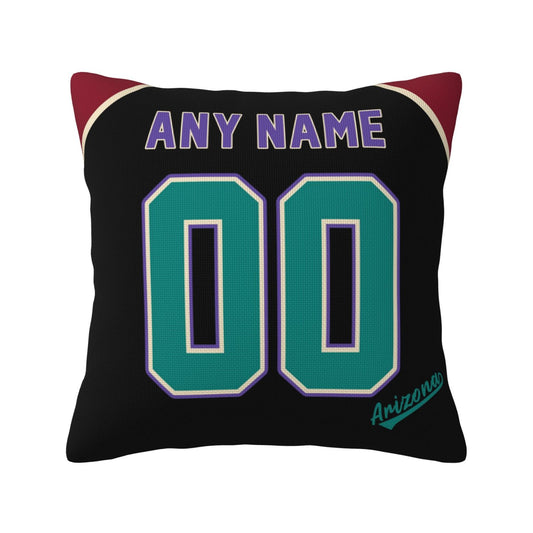Custom A.Diamondbacks Black Green Pillow Decorative Throw Pillow Case - Print Personalized Football Team Fans Name & Number Birthday Gift Football Pillows
