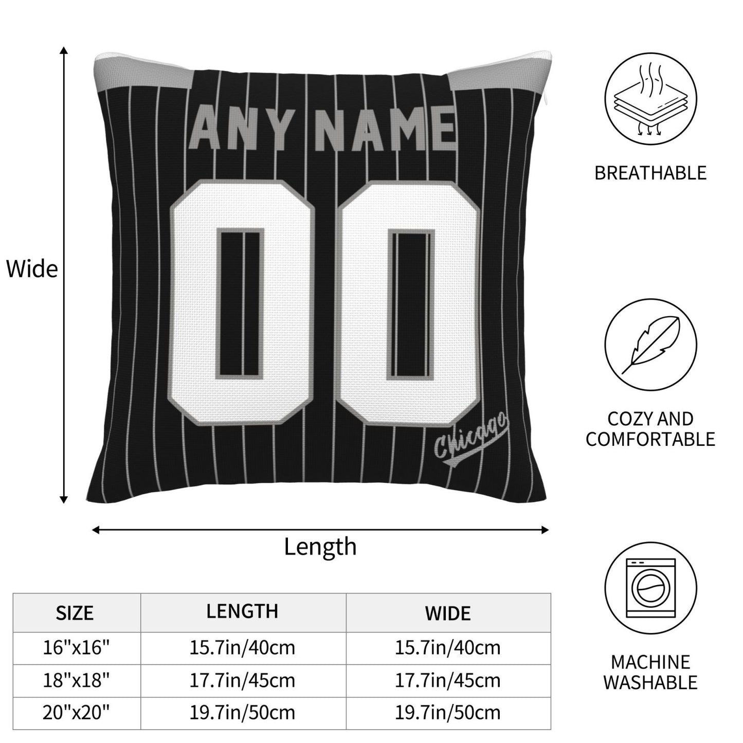Custom Chicago White Sox Pillow Decorative Throw Pillow Case - Print Personalized Football Team Fans Name & Number Birthday Gift Football Pillows