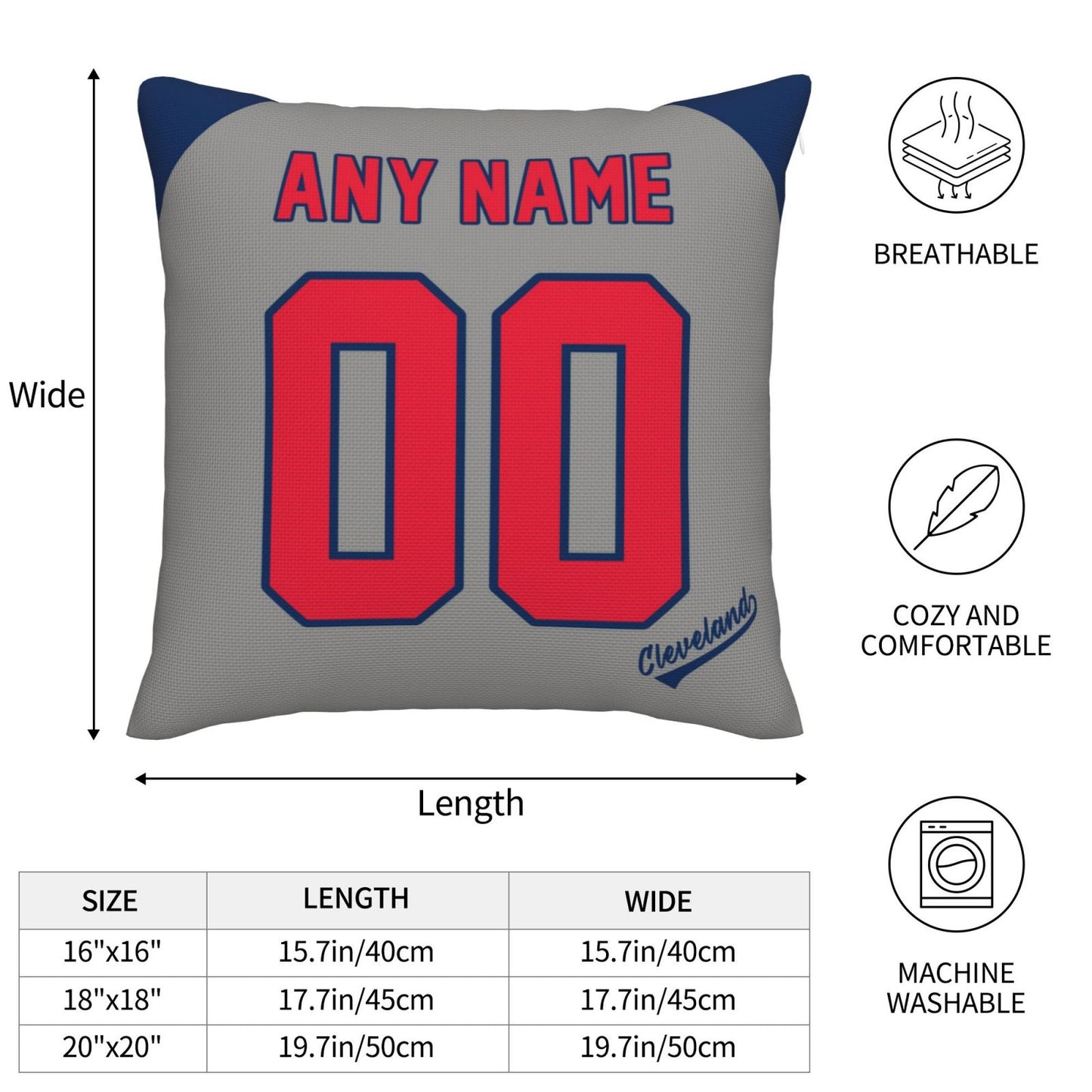Custom Cleveland Guardians Pillow Decorative Throw Pillow Case - Print Personalized Football Team Fans Name & Number Birthday Gift Football Pillows