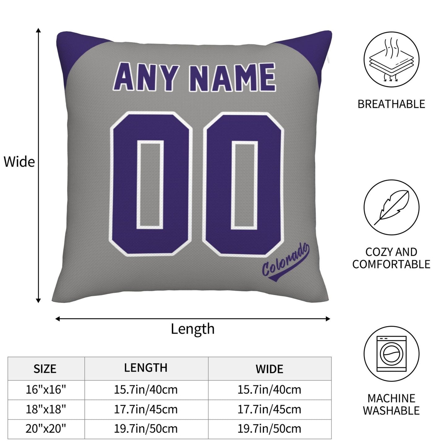 Custom Colorado Rockies Pillow Decorative Throw Pillow Case - Print Personalized Football Team Fans Name & Number Birthday Gift Football Pillows