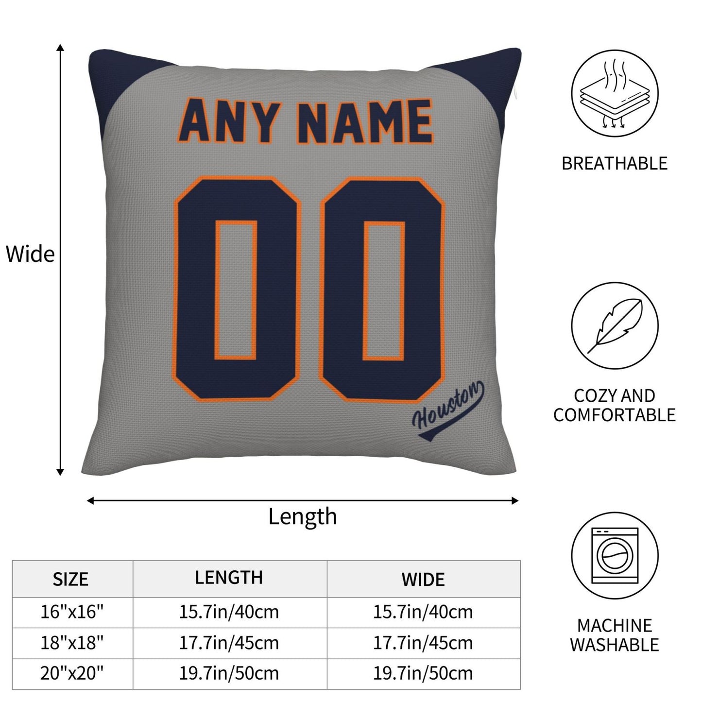 Custom Houston Astros Pillow Decorative Throw Pillow Case - Print Personalized Football Team Fans Name & Number Birthday Gift Football Pillows