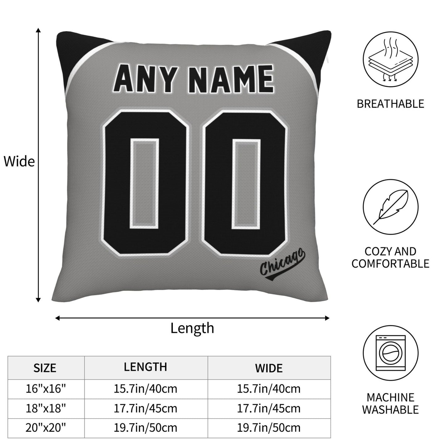 Custom Chicago White Sox Pillow Decorative Throw Pillow Case - Print Personalized Football Team Fans Name & Number Birthday Gift Football Pillows