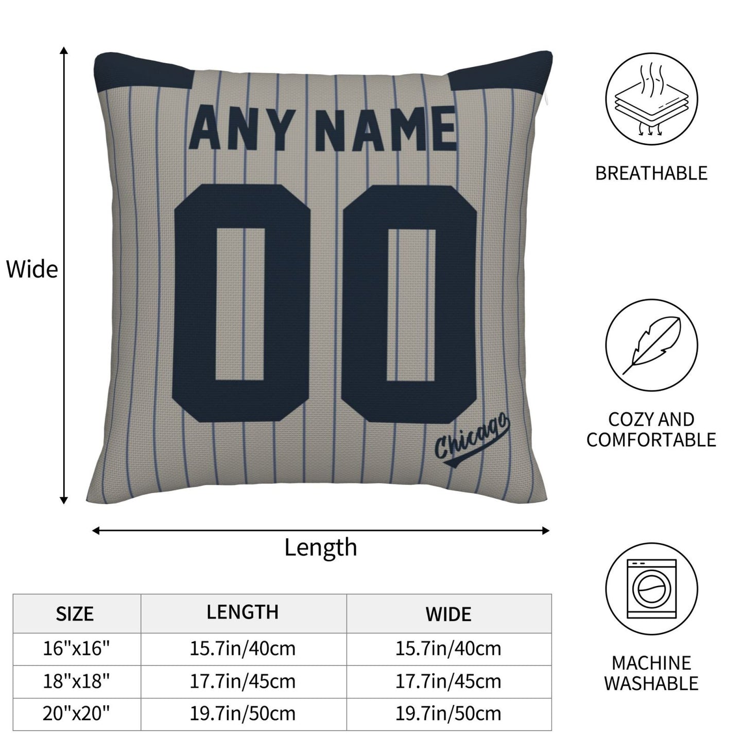 Custom Chicago White Sox Pillow Decorative Throw Pillow Case - Print Personalized Football Team Fans Name & Number Birthday Gift Football Pillows