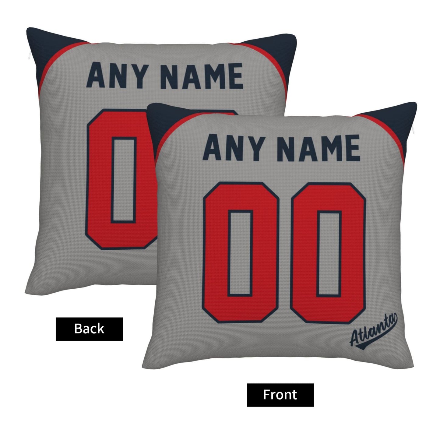 Custom Atlanta Braves Pillow Decorative Throw Pillow Case - Print Personalized Football Team Fans Name & Number Birthday Gift Football Pillows