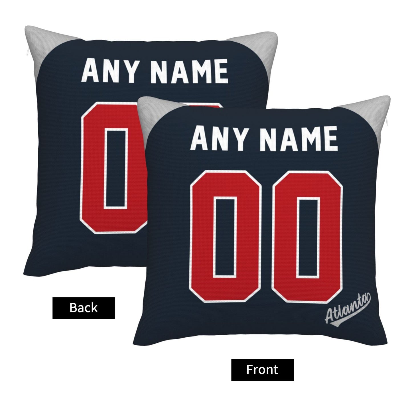 Custom Atlanta Braves Pillow Decorative Throw Pillow Case - Print Personalized Football Team Fans Name & Number Birthday Gift Football Pillows