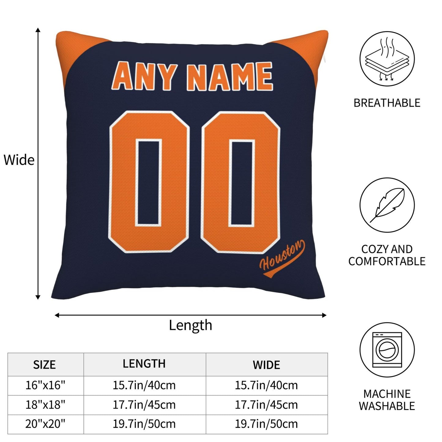 Custom Houston Astros Pillow Decorative Throw Pillow Case - Print Personalized Football Team Fans Name & Number Birthday Gift Football Pillows