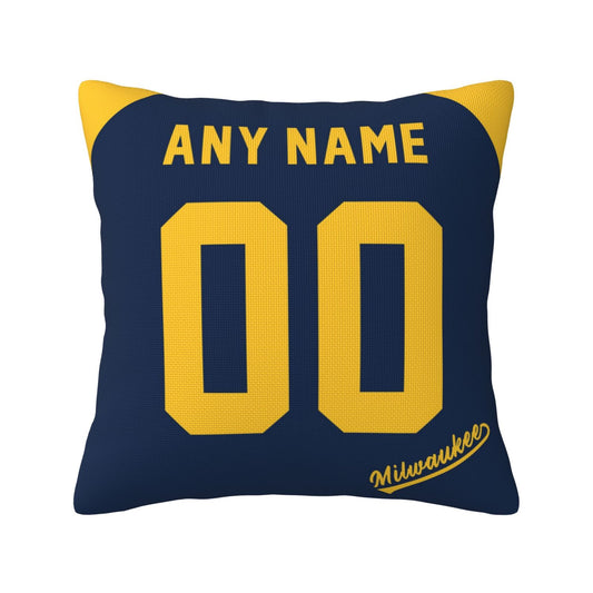 Custom Milwaukee Brewers Pillow Decorative Throw Pillow Case - Print Personalized Football Team Fans Name & Number Birthday Gift Football Pillows