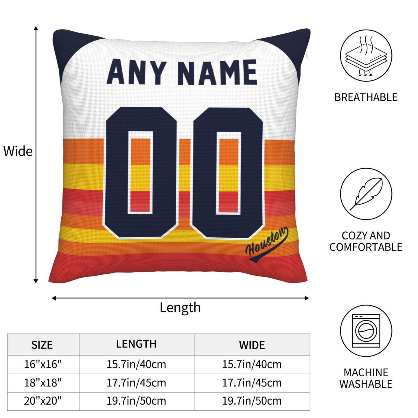 Custom Houston Astros Pillow Decorative Throw Pillow Case - Print Personalized Football Team Fans Name & Number Birthday Gift Football Pillows