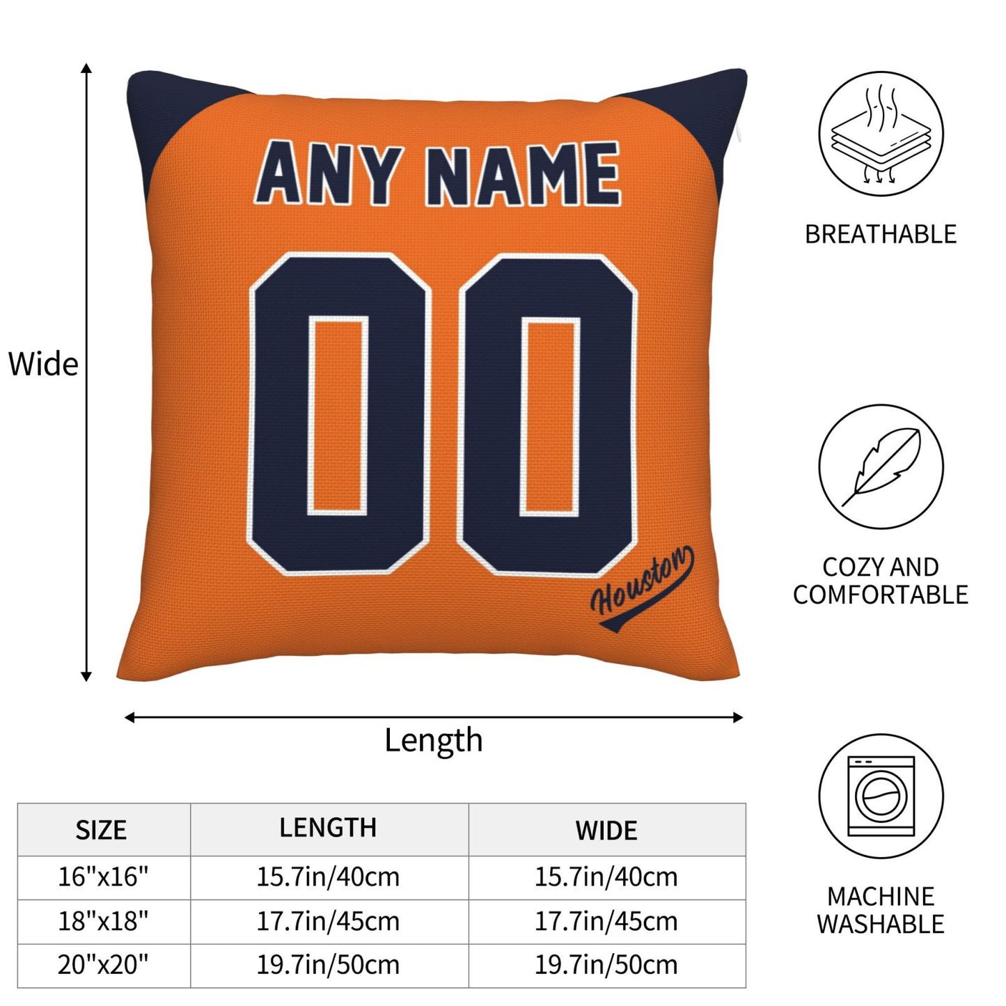 Custom Houston Astros Pillow Decorative Throw Pillow Case - Print Personalized Football Team Fans Name & Number Birthday Gift Football Pillows