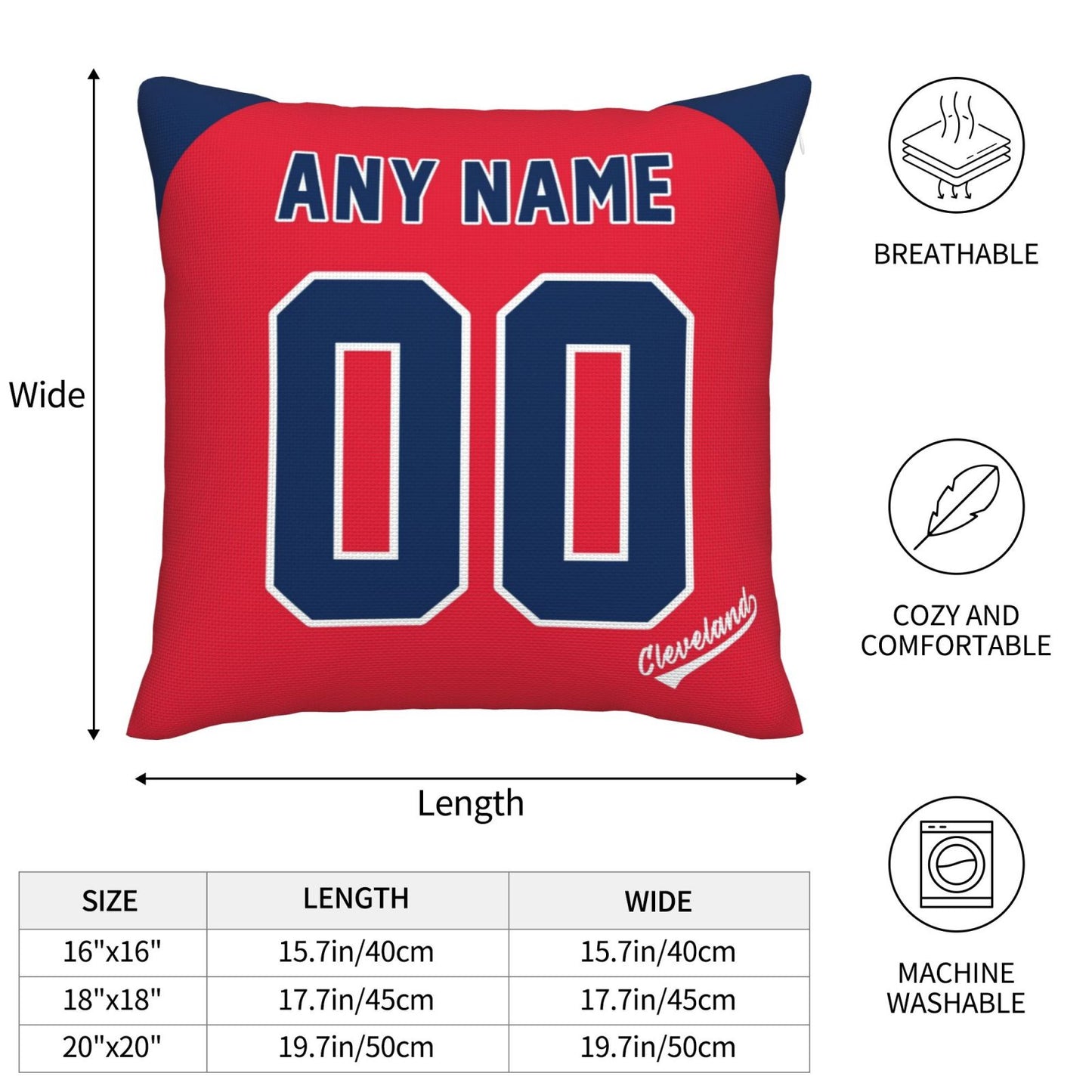 Custom Cleveland Guardians Pillow Decorative Throw Pillow Case - Print Personalized Football Team Fans Name & Number Birthday Gift Football Pillows
